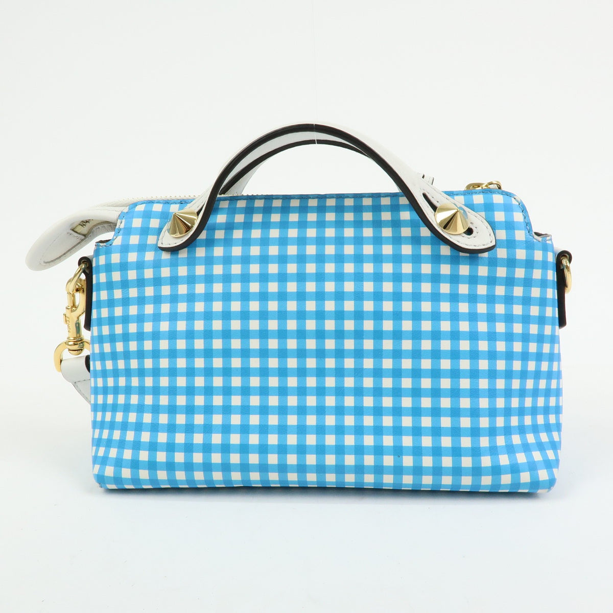 Fendi By The Way Satchel Printed Leather Blue Leather Handbag (Pre-Owned)