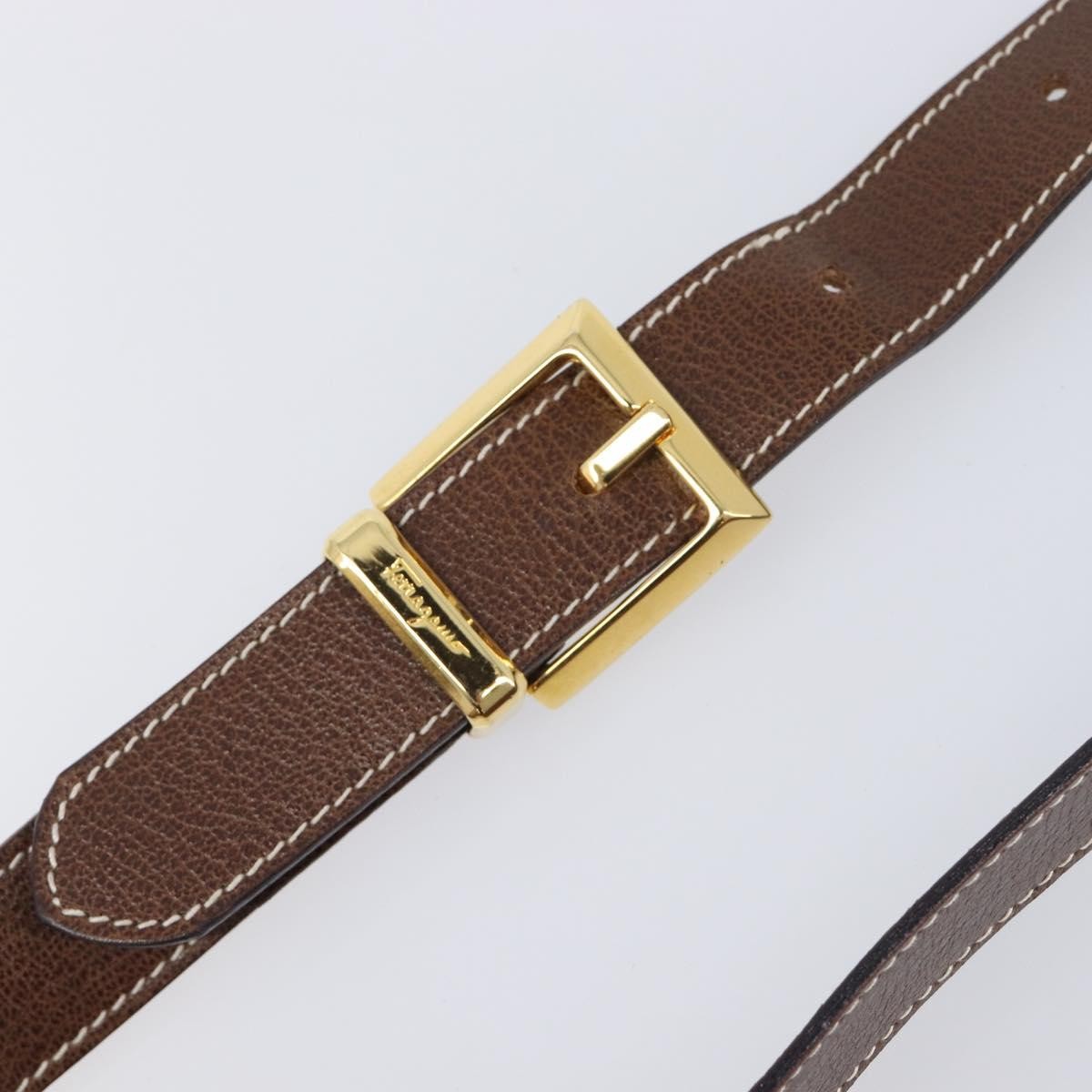 Salvatore Ferragamo Shoulder Bag Leather Brown Leather Shoulder Bag Bag (Pre-Owned)