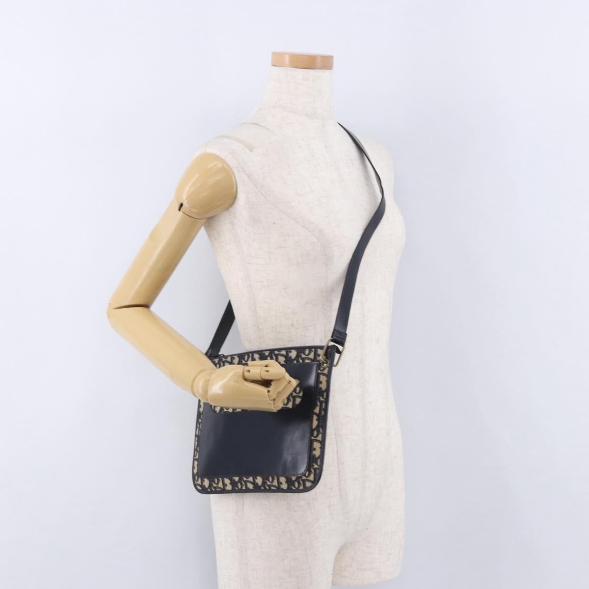 Christian Dior Trotter Shoulder Canvas Navy Canvas Handbag (Pre-Owned)