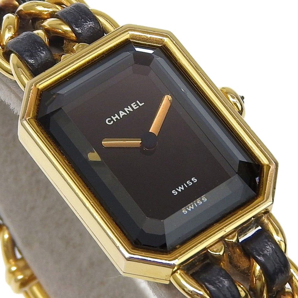 Chanel Premiere Rock Quartz Plated Metal And Leather Watch (Pre-Owned)