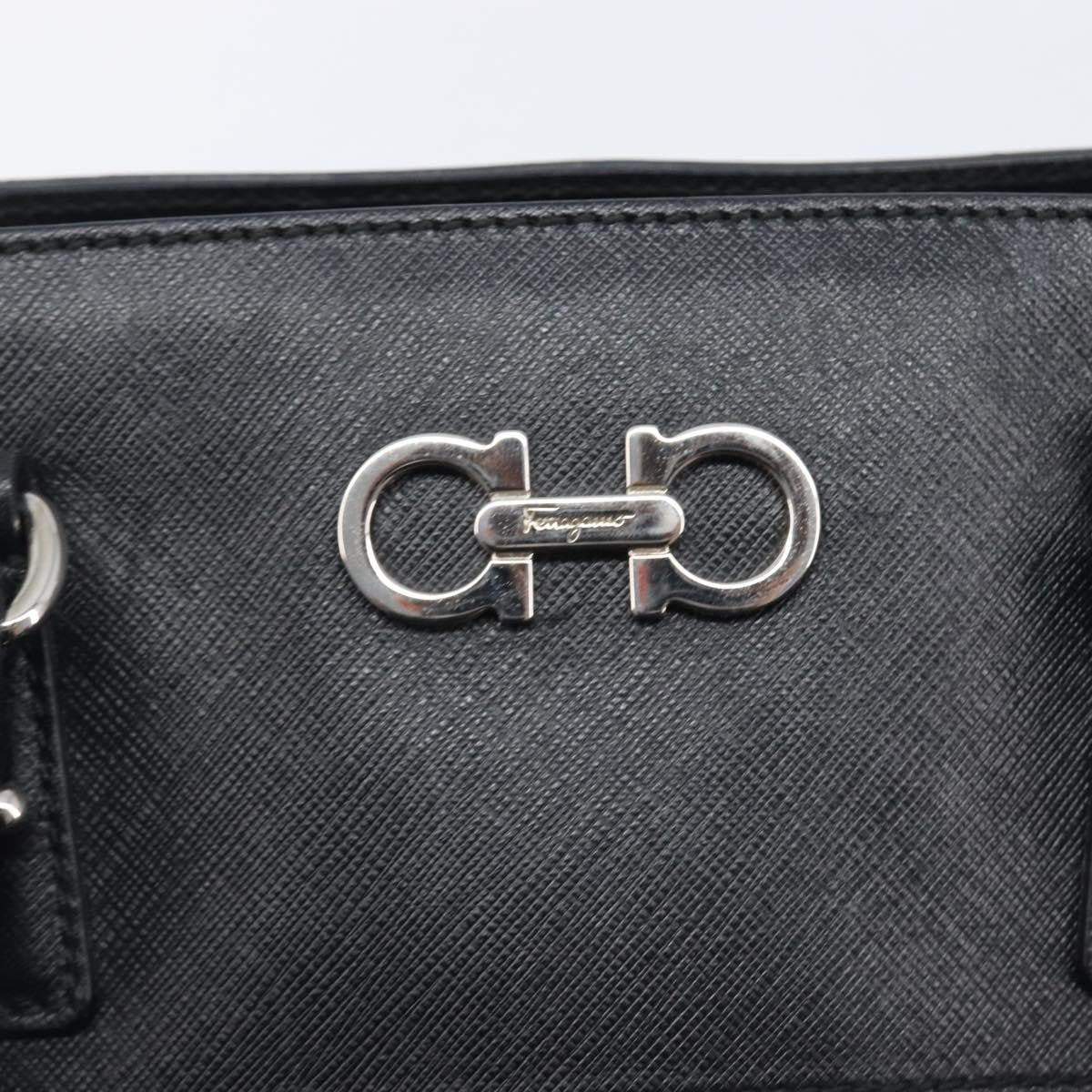 Salvatore Ferragamo Beky Saffiano Leather Black Leather Tote Bag Bag (Pre-Owned)