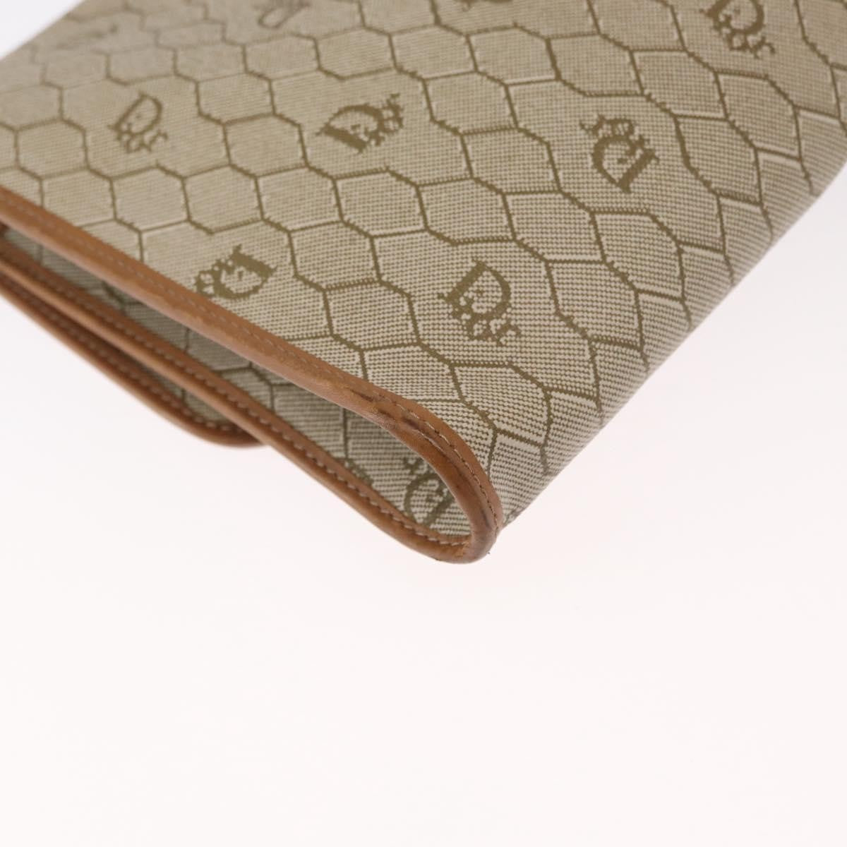 Christian Dior Vintage Honeycomb Chain Canvas Beige Canvas Shoulder Bag Bag (Pre-Owned)