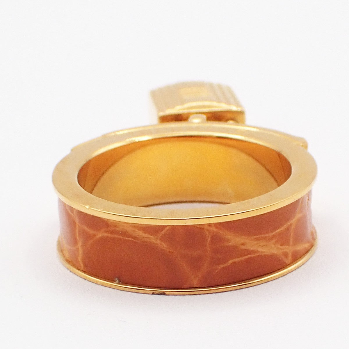 Hermes Kelly Gavroche Gold Plated And Leather Gold Gold_Plated Ring Jewelry (Pre-Owned)