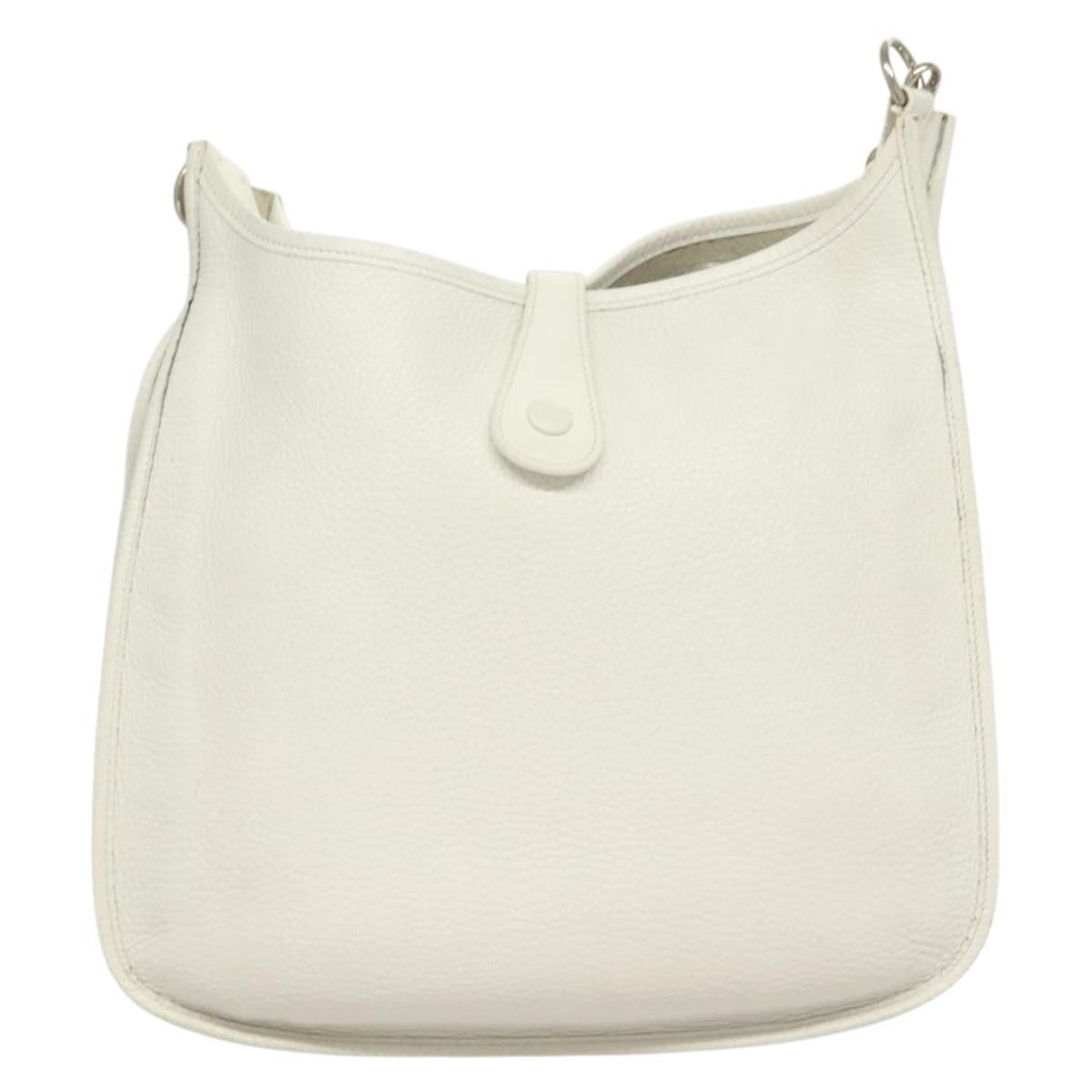 Hermes Evelyne Bag Gen I Togo White Leather Handbag (Pre-Owned)