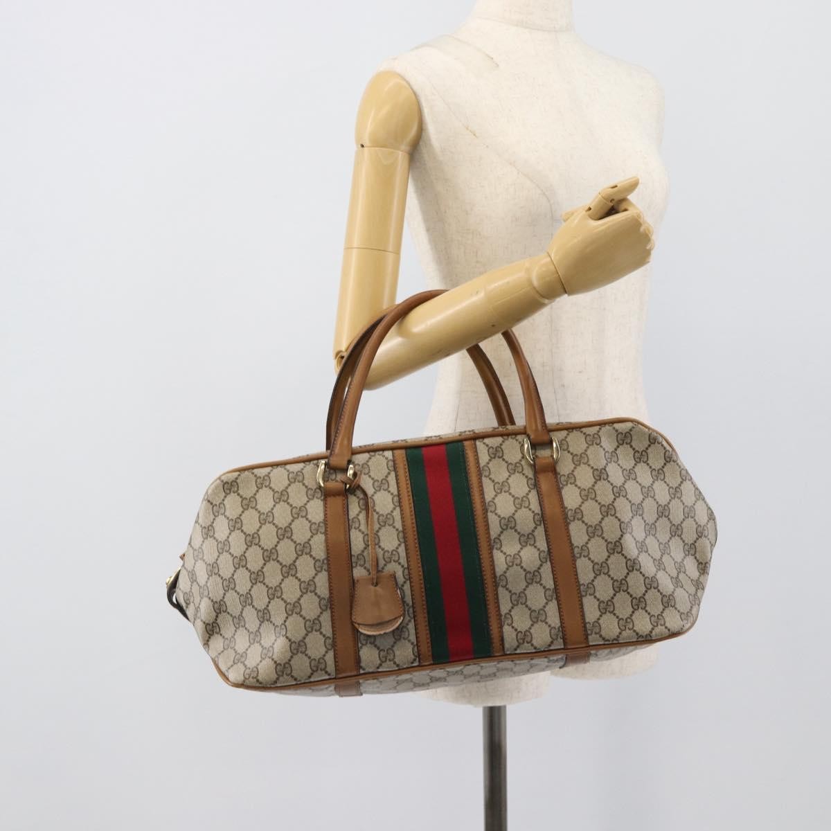 Gucci Zip Boston Gg Canvas And Leather Beige Pvc Handbag (Pre-Owned)