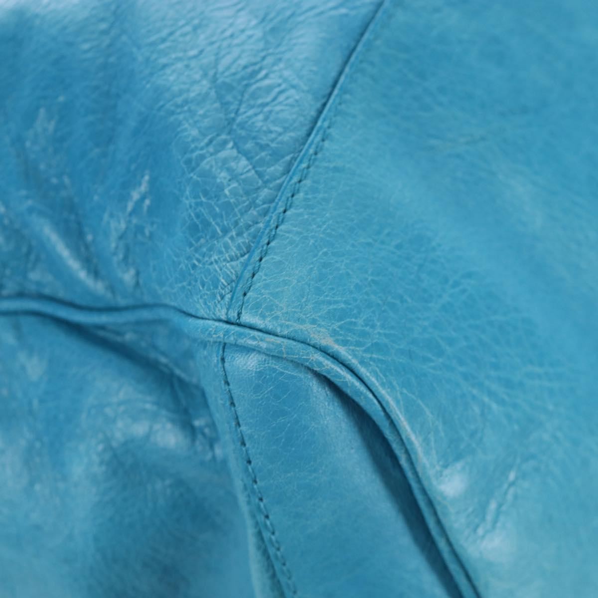 Balenciaga Squash Duffle Leather Blue Leather Handbag (Pre-Owned)