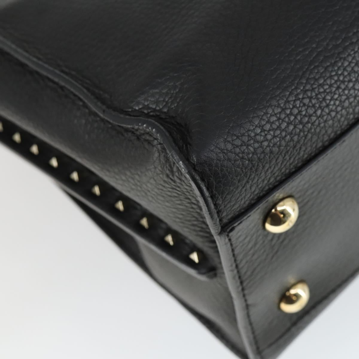 Valentino Garavani Rockstud Open Leather Black Leather Tote Bag Bag (Pre-Owned)