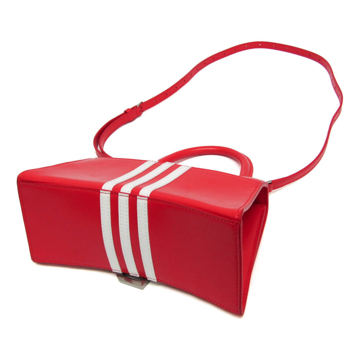 Balenciaga X Adidas Hourglass Top Handle Leather Red Leather Handbag (Pre-Owned)