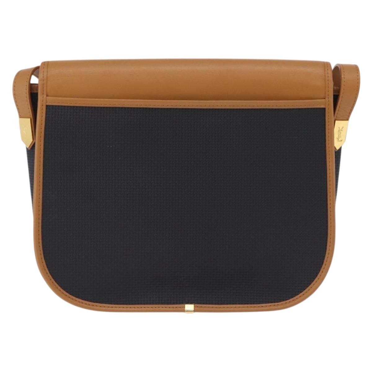 Saint Laurent Vintage Shoulder Bag Leather Black Leather Shoulder Bag Bag (Pre-Owned)