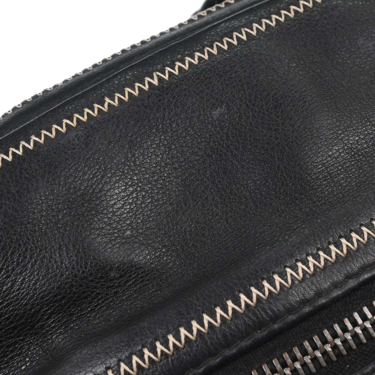 Chanel Cc Bowler Leather Black Leather Handbag (Pre-Owned)