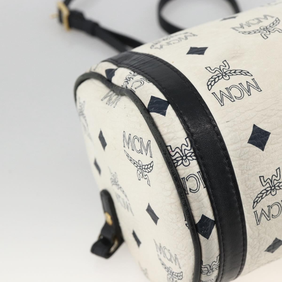 MCM Visetos Leather White Leather Shoulder Bag Bag (Pre-Owned)