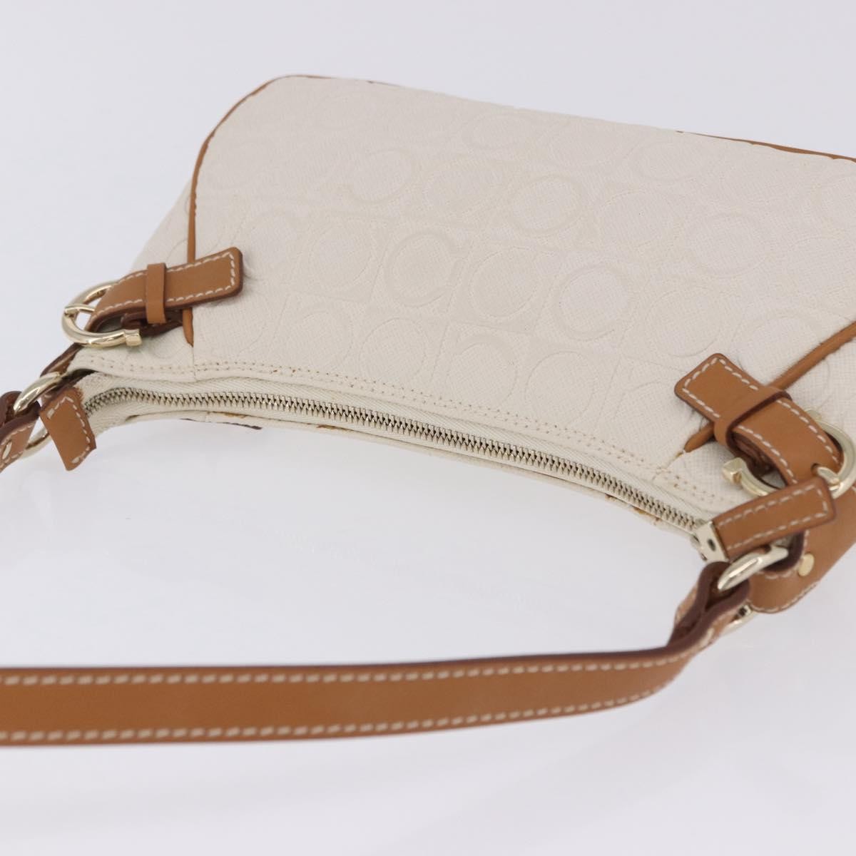 Salvatore Ferragamo Gancini Canvas And Leather White Canvas Clutche & Pouche Bag (Pre-Owned)