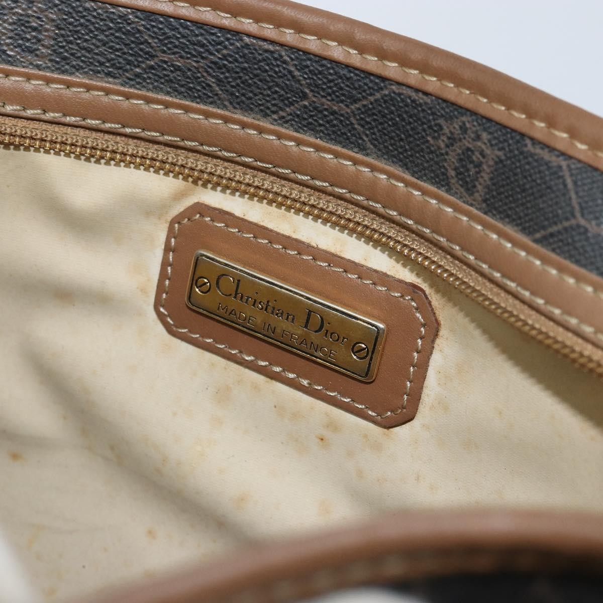 Christian Dior Vintage Honeycomb Zip Canvas And Leather Black Canvas Clutche & Pouche Bag (Pre-Owned)