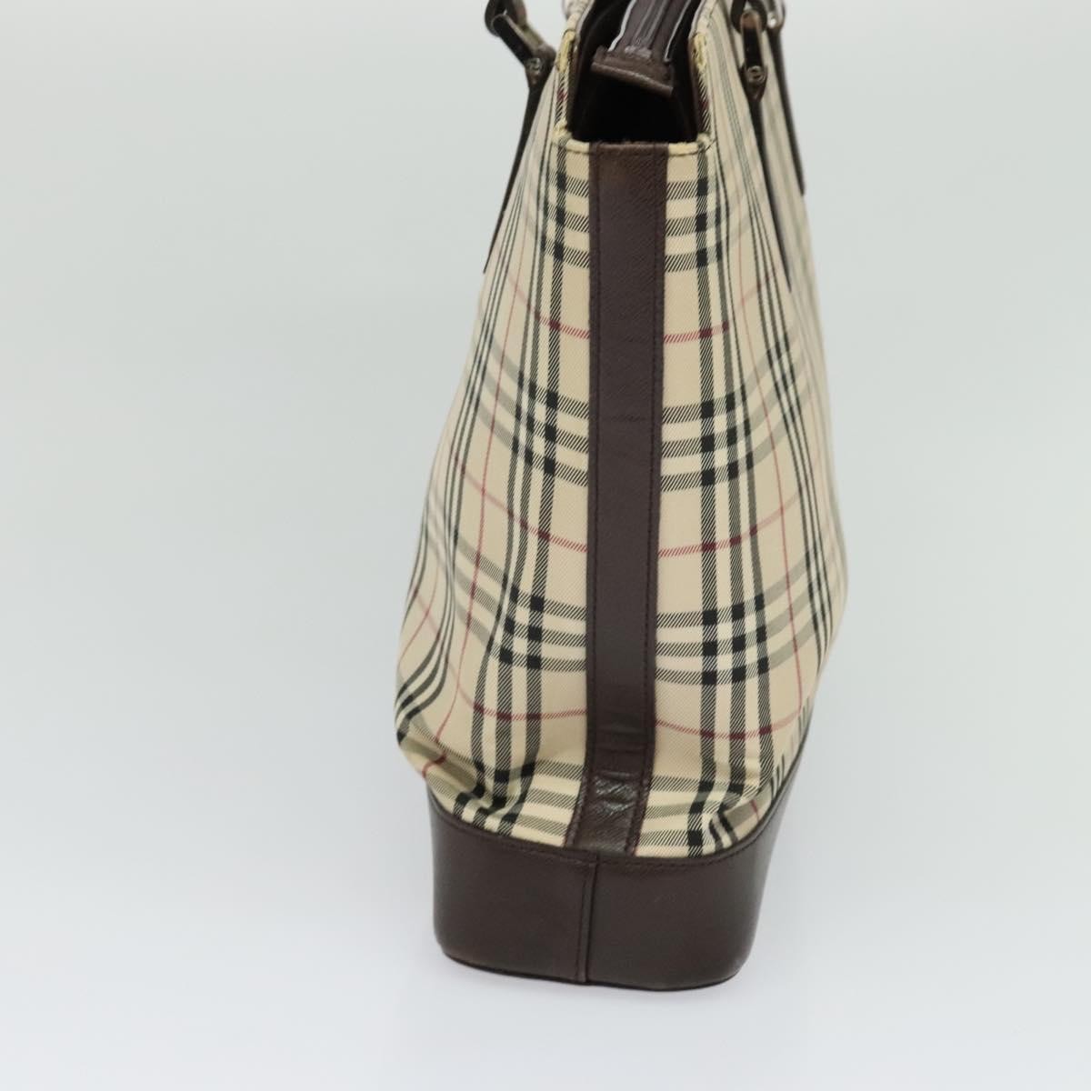 Burberry Nova Check Tote Canvas And Leather Beige Canvas Tote Bag Bag (Pre-Owned)