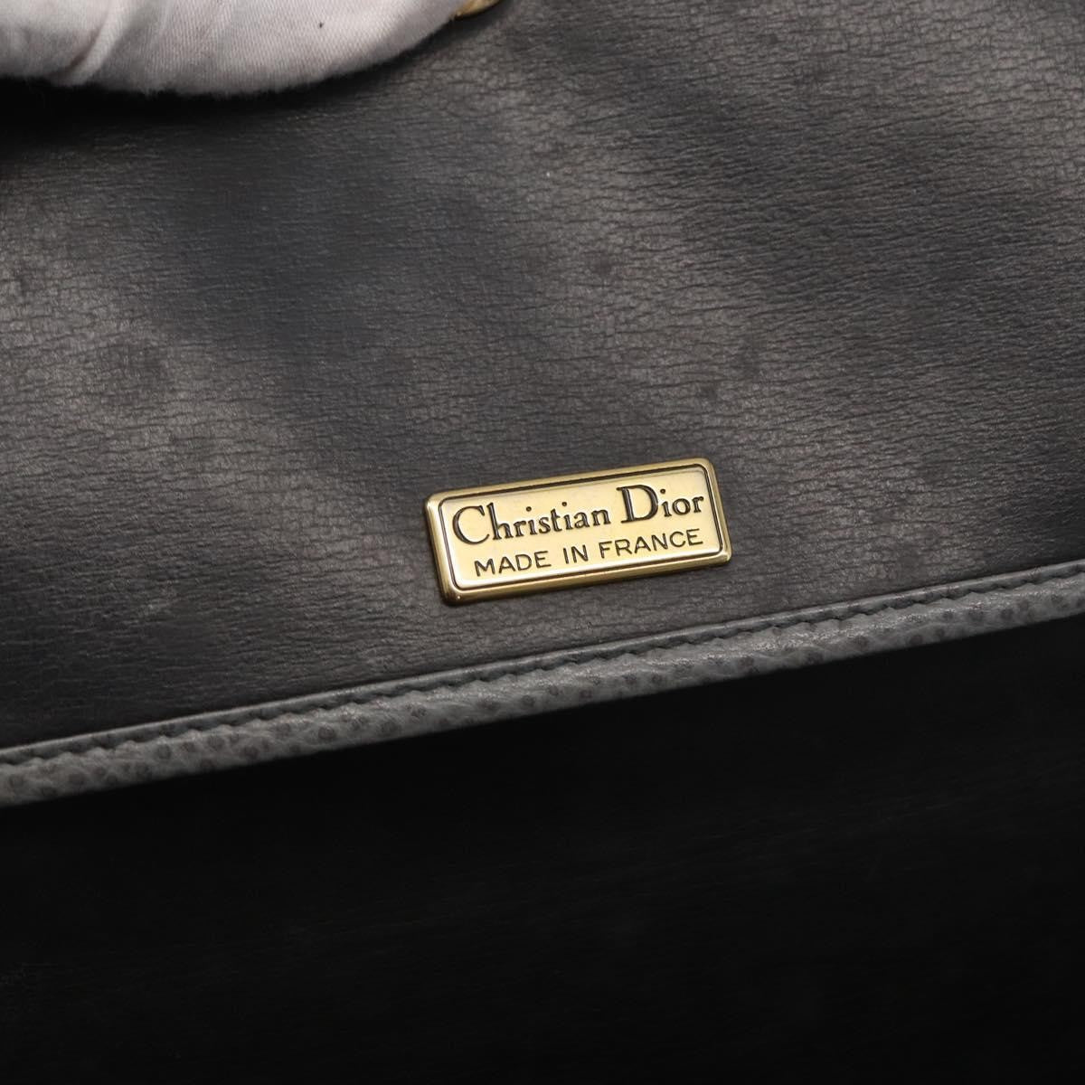 Christian Dior Vintage Cd Logo Leather Gray Leather Tote Bag Bag (Pre-Owned)