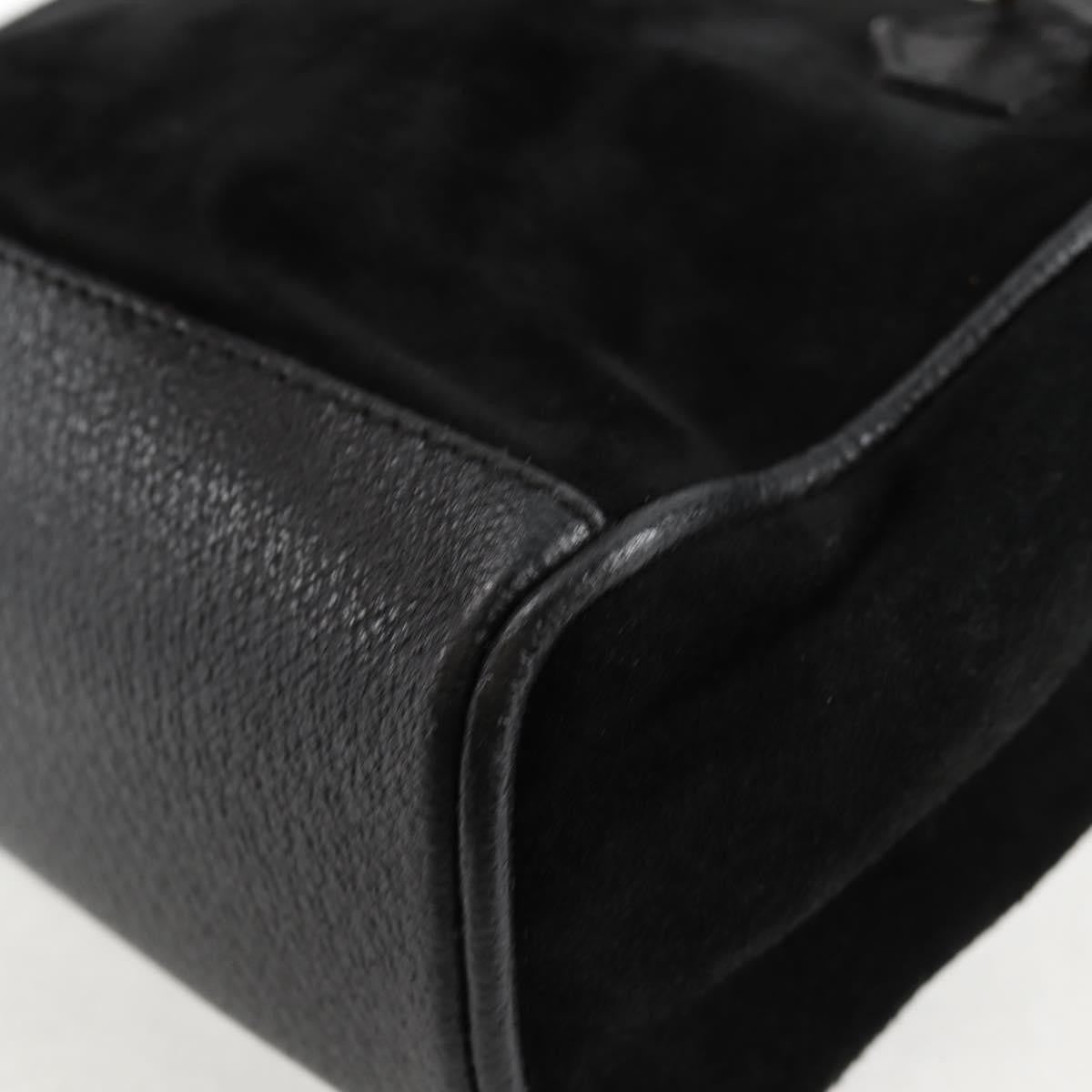 Gucci Vintage Bamboo Front Pocket Suede Black Suede Tote Bag Bag (Pre-Owned)