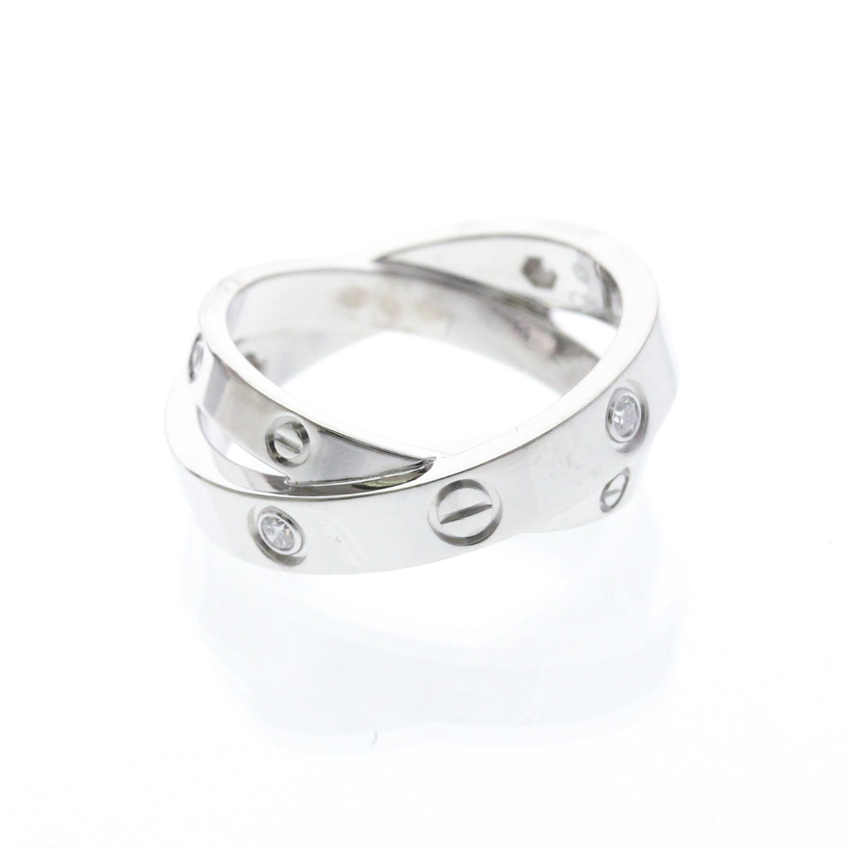 Cartier Be Love 18K White Gold With Diamonds Silver White_Gold Ring Jewelry (Pre-Owned)