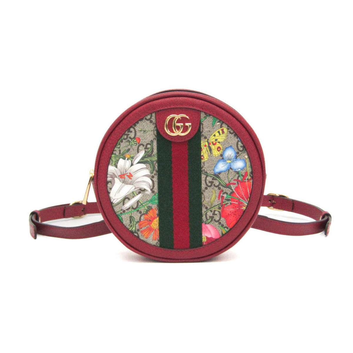 Gucci Ophidia Round Flora Gg Coated Canvas Multicolour Canvas Backpack Bag (Pre-Owned)