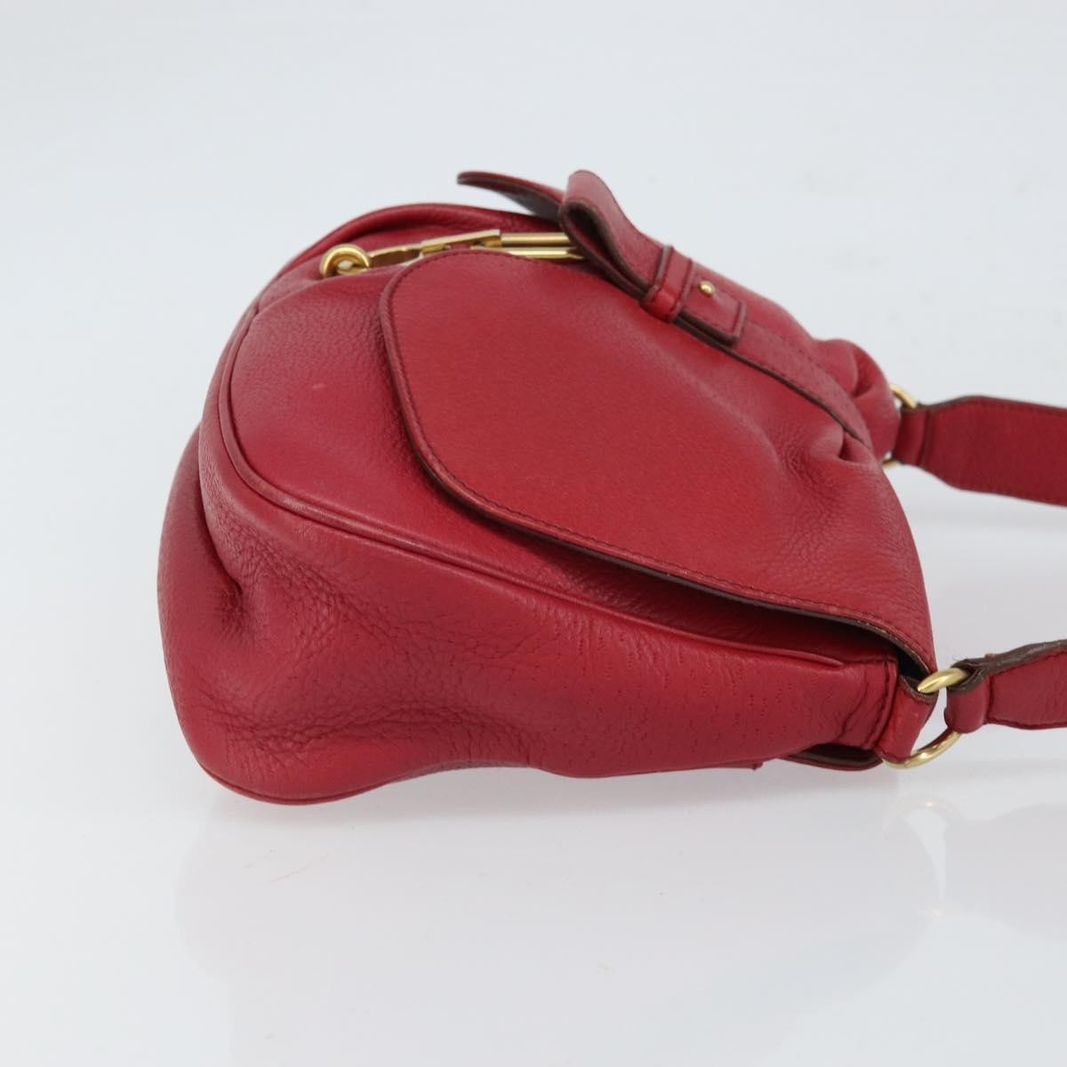 Salvatore Ferragamo Gancini Leather Red Leather Shoulder Bag Bag (Pre-Owned)