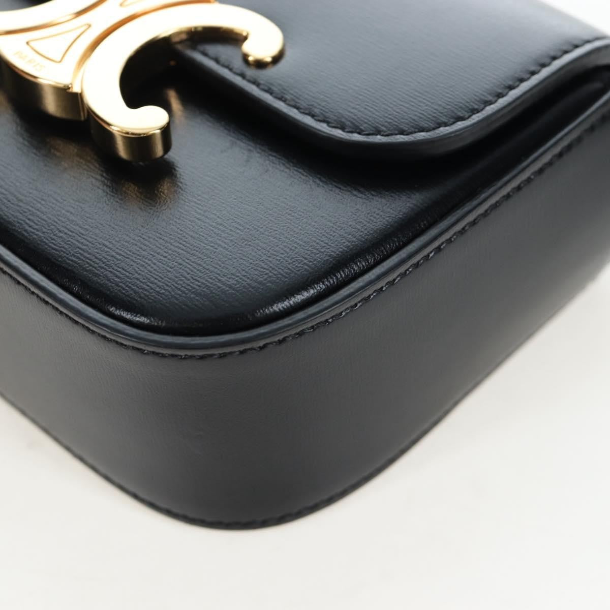 Celine Triomphe Smooth Calfskin Black Leather Shoulder Bag Bag (Pre-Owned)