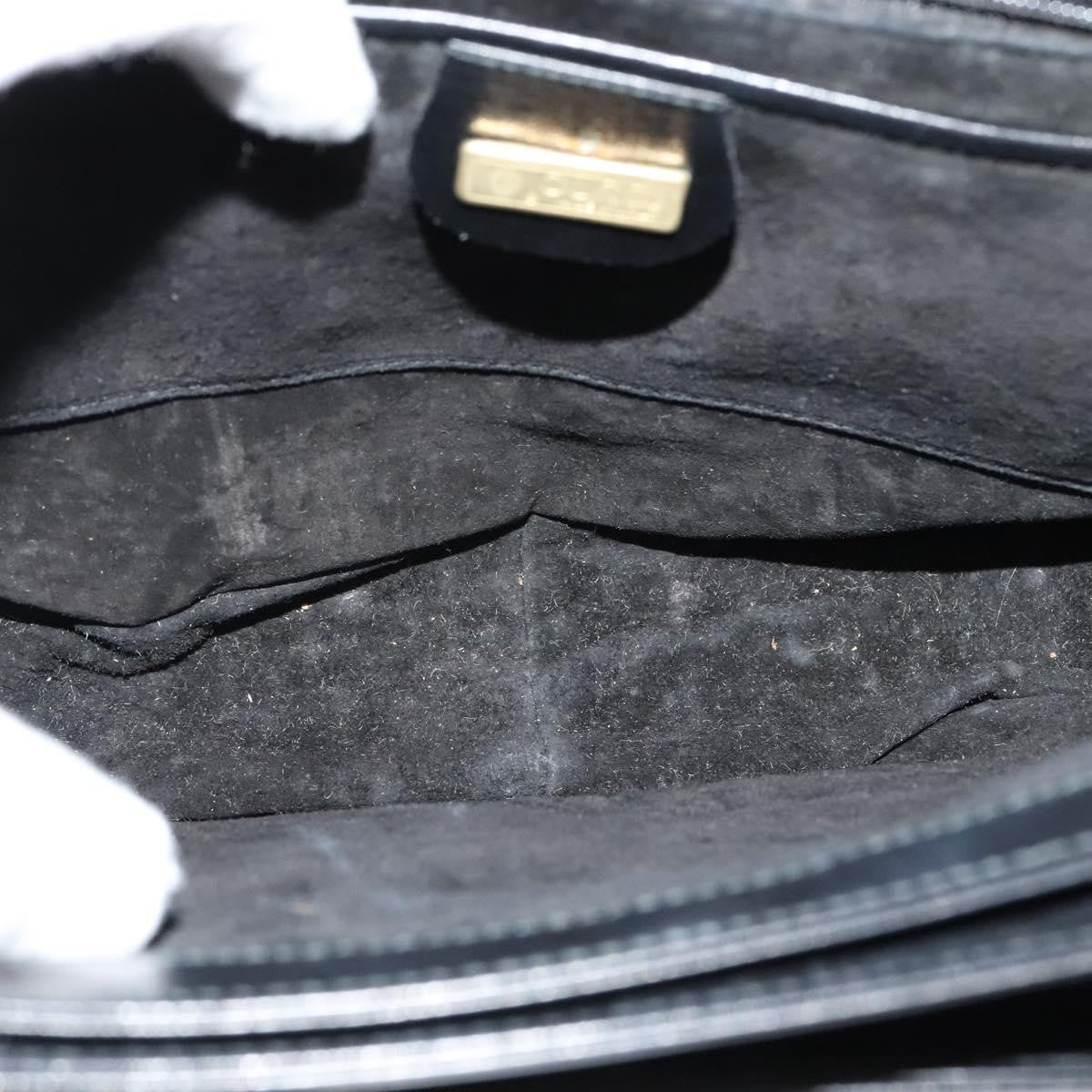 Gucci Vintage Flat Messenger Nylon And Leather Black Leather Shoulder Bag Bag (Pre-Owned)