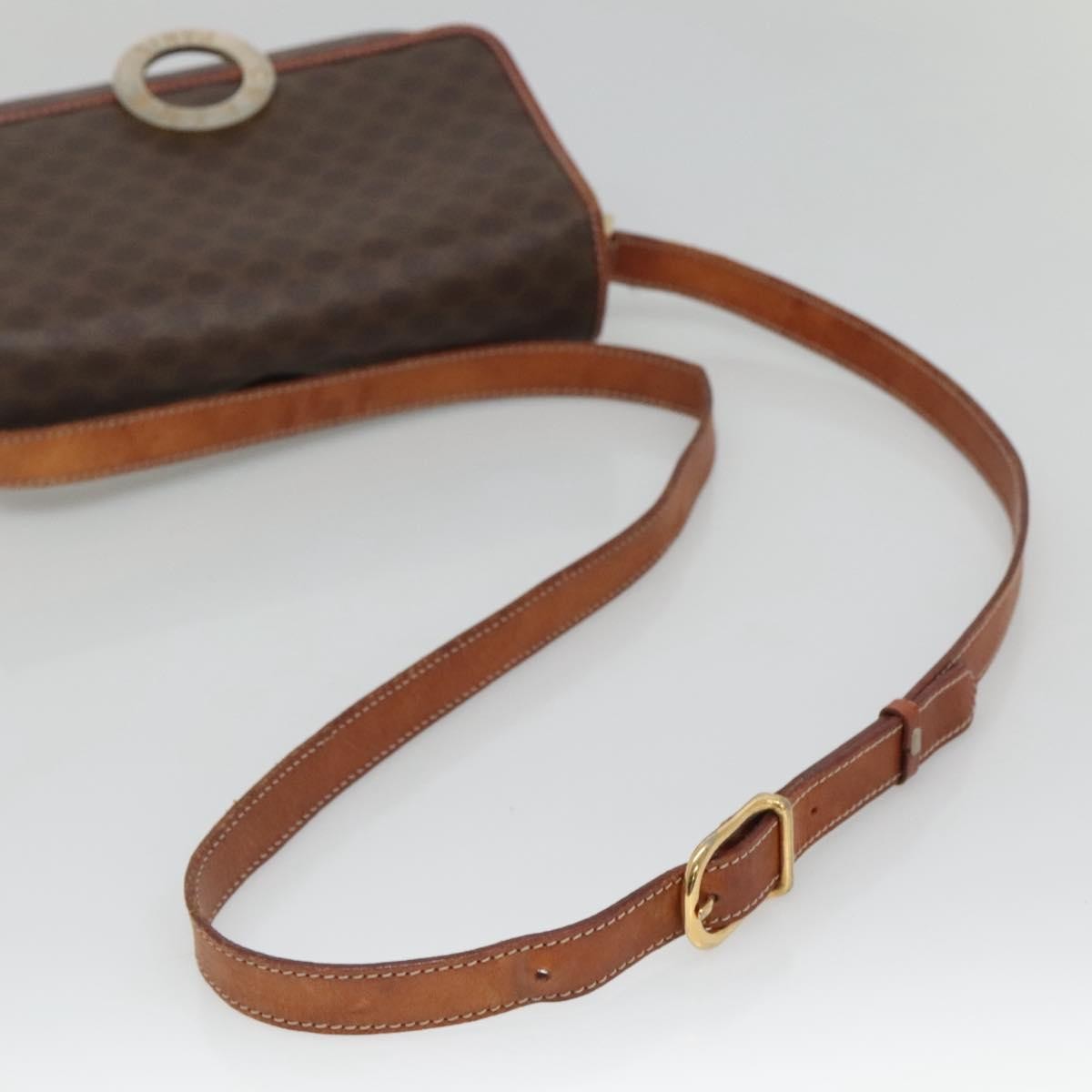 Celine Vintage Macadam Canvas And Leather Brown Canvas Shoulder Bag Bag (Pre-Owned)