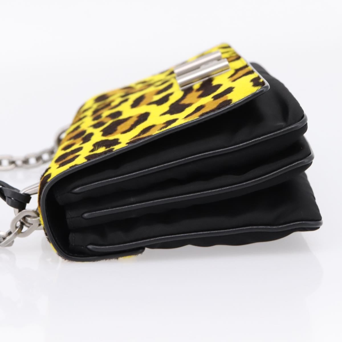 Prada Chain Flap Leather With Pony Hair Yellow Leather Shoulder Bag Bag (Pre-Owned)
