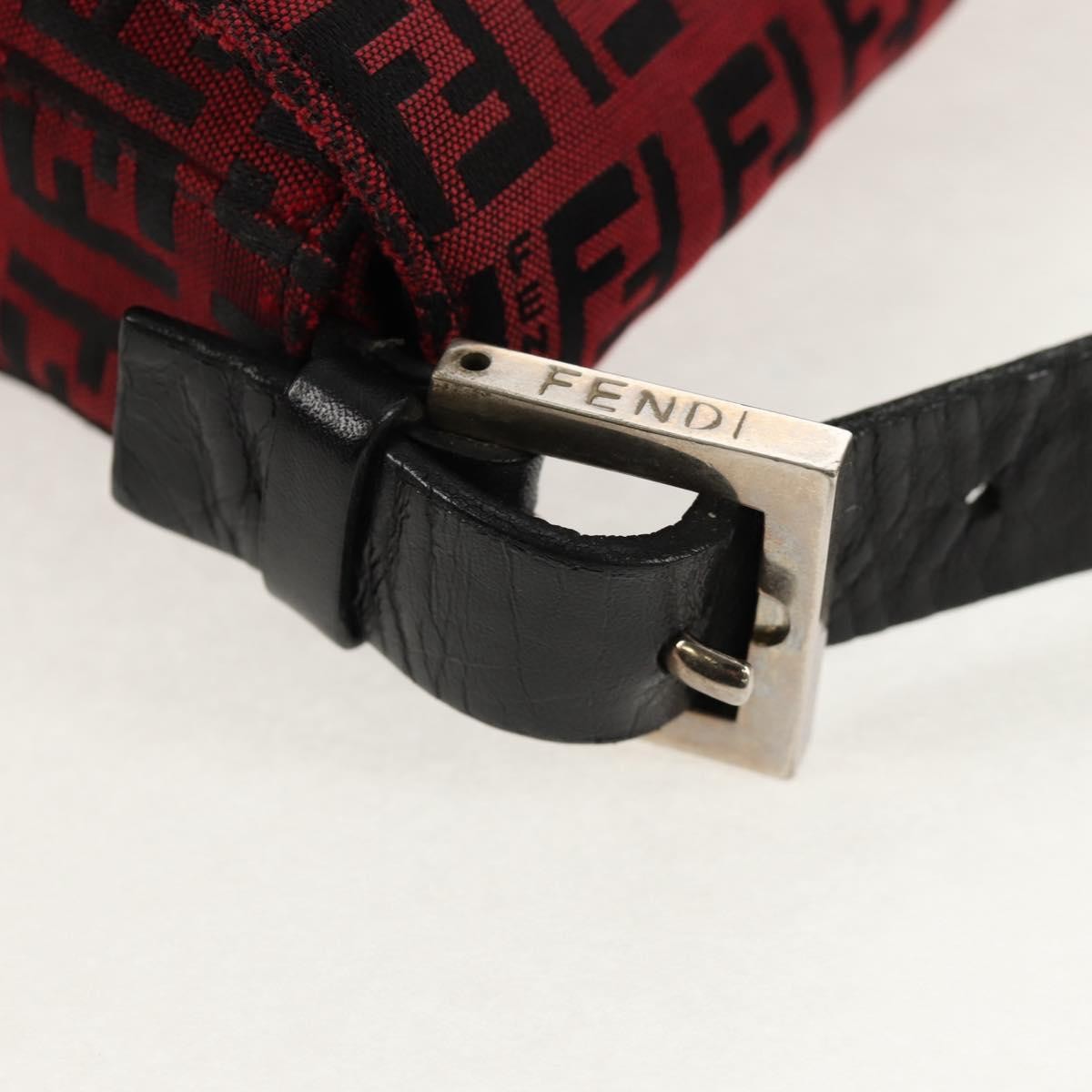 Fendi Baguette Zucchino Canvas Red Canvas Handbag (Pre-Owned)