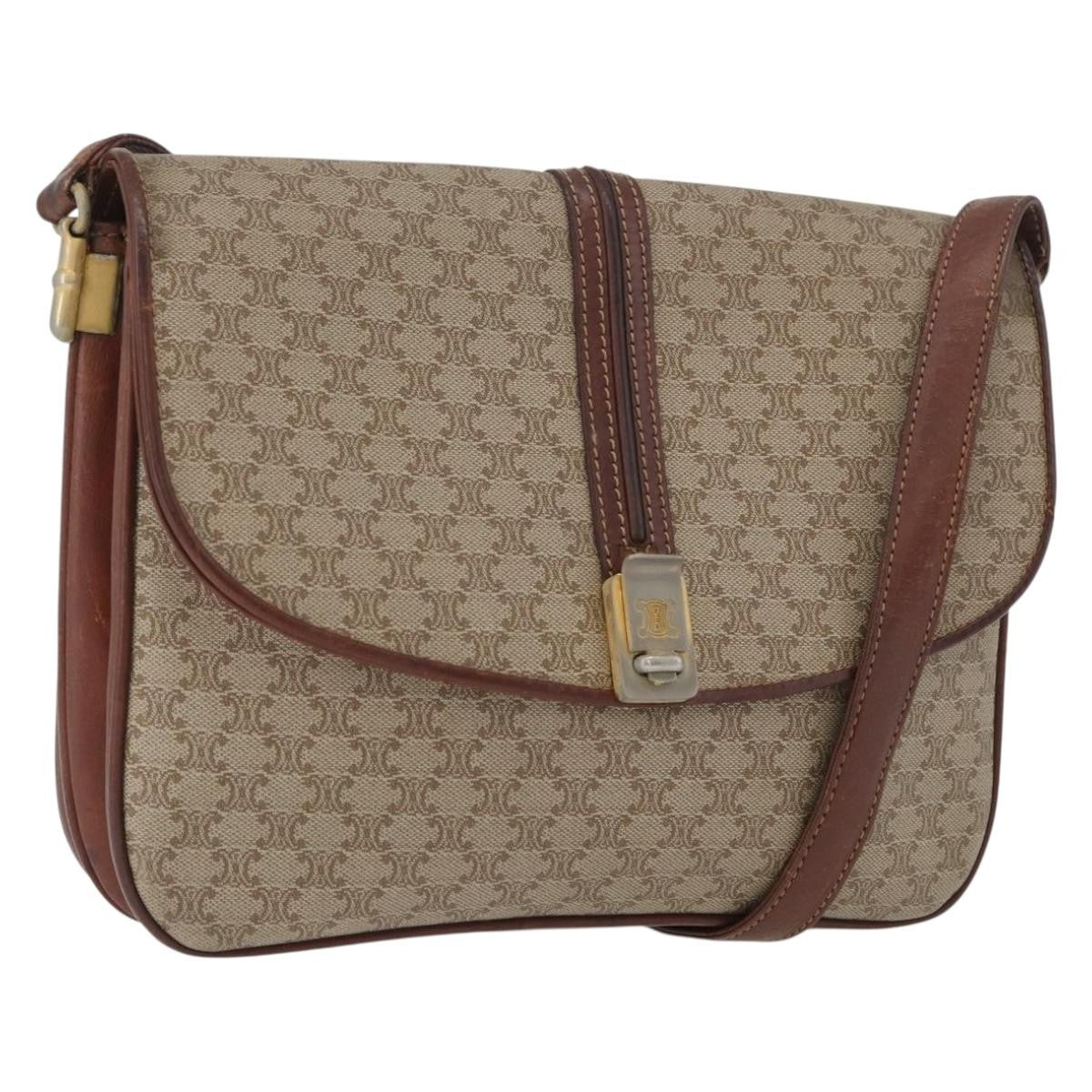 Celine Vintage Macadam Canvas And Leather Beige Canvas Shoulder Bag Bag (Pre-Owned)