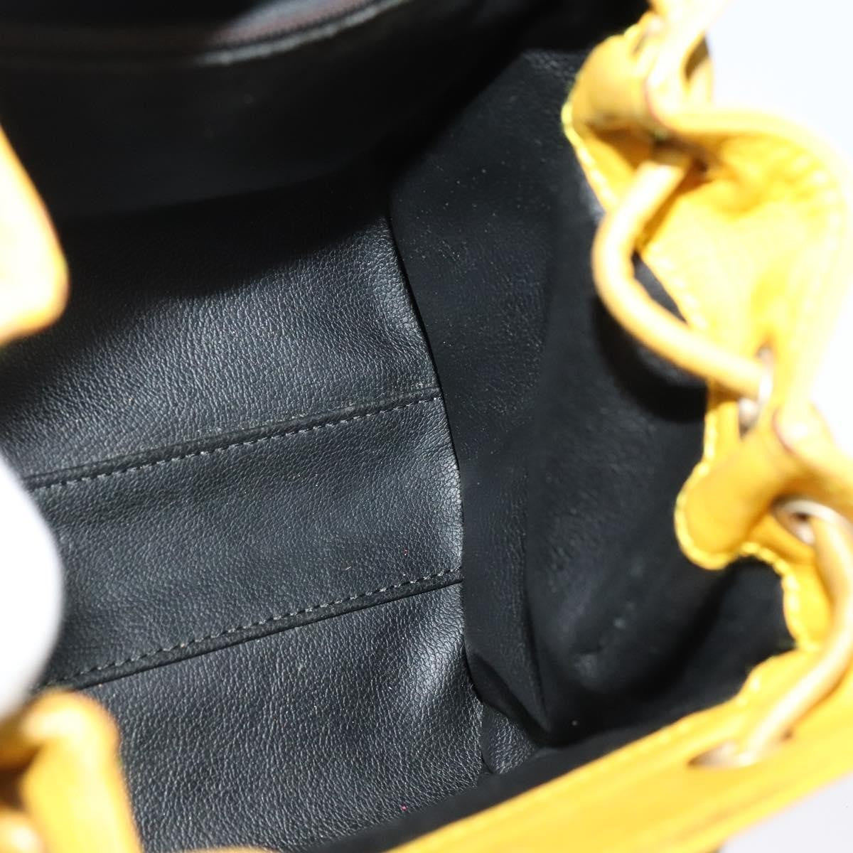 Christian Dior Vintage Flap Leather Yellow Leather Backpack Bag (Pre-Owned)