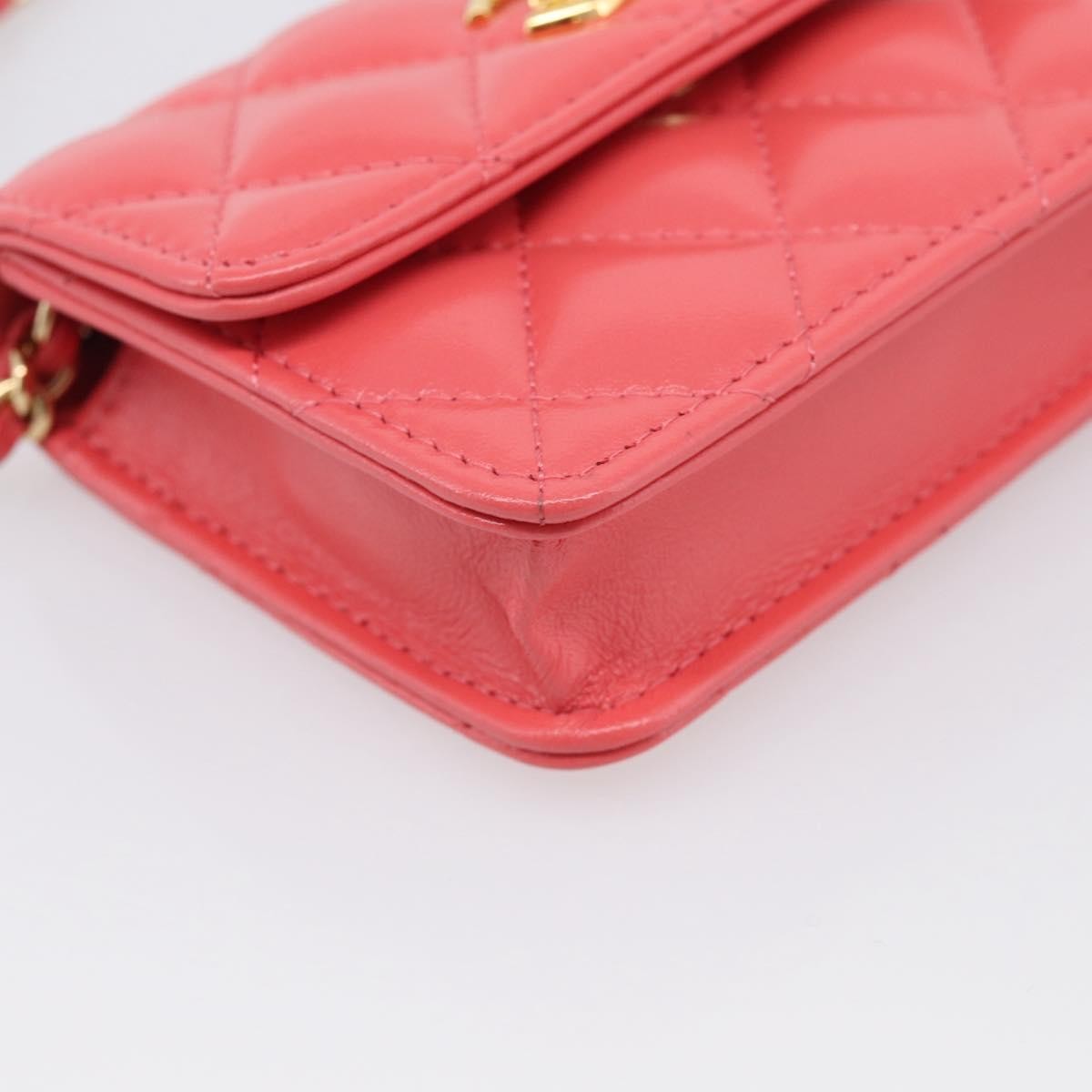 Chanel Textured Cc Wallet On Chain Quilted Lambskin Pink Leather Crossbody Bag Bag (Pre-Owned)