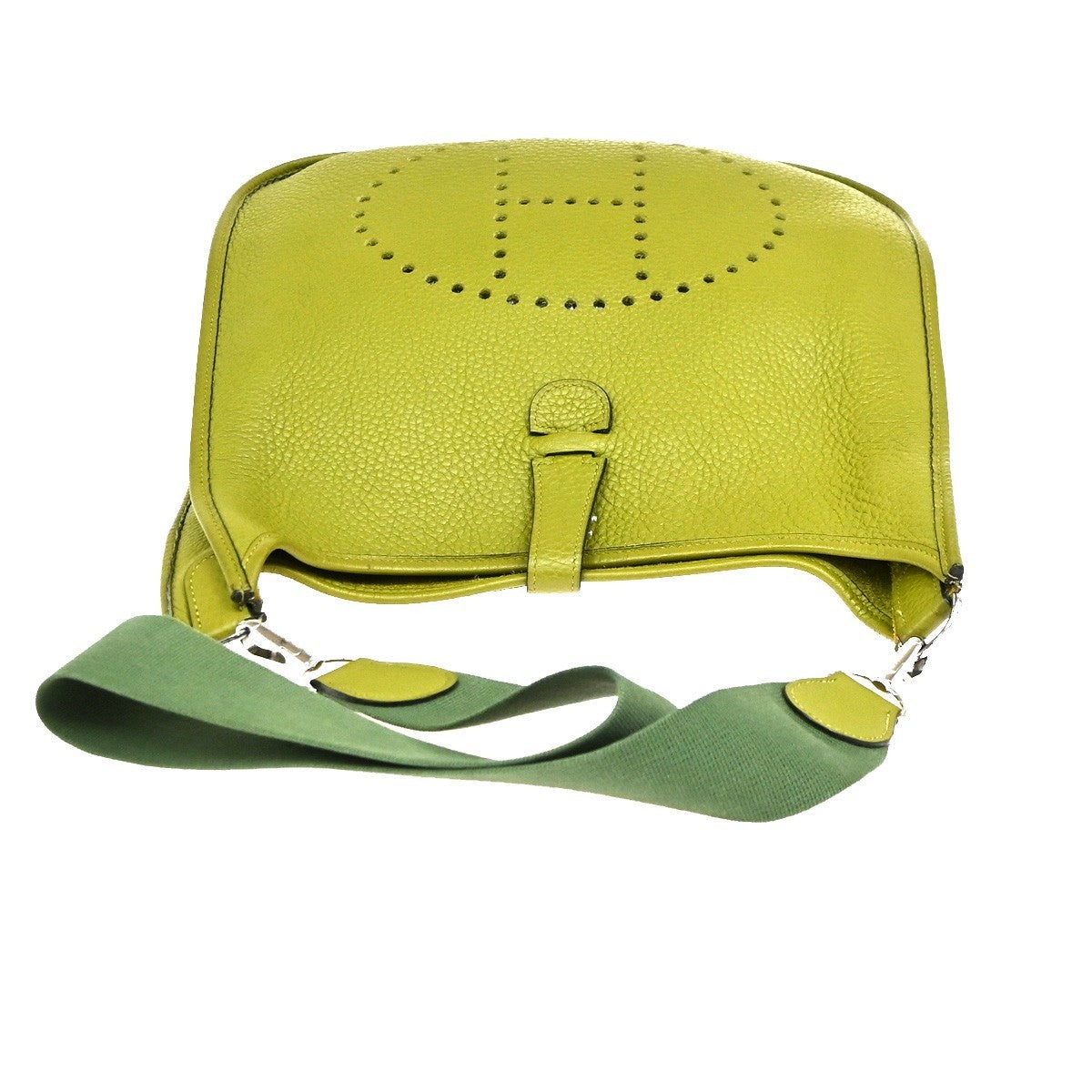 Hermes Evelyne Bag Gen Ii Clemence Green Leather Handbag (Pre-Owned)