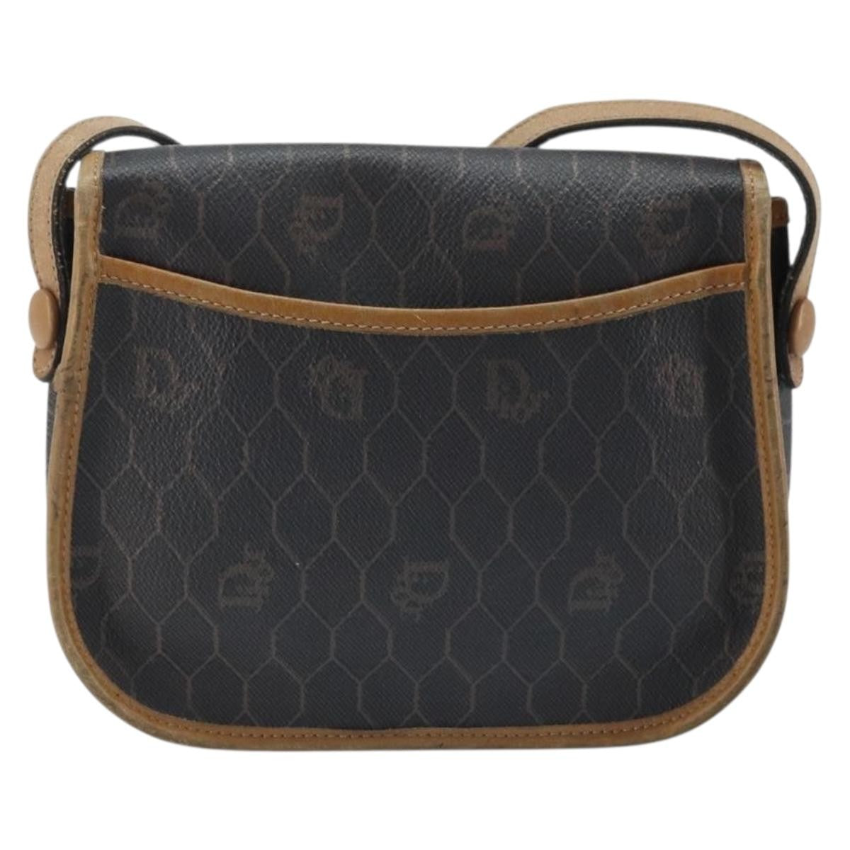 Christian Dior Vintage Honeycomb Flap Canvas And Leather Black Canvas Shoulder Bag Bag (Pre-Owned)