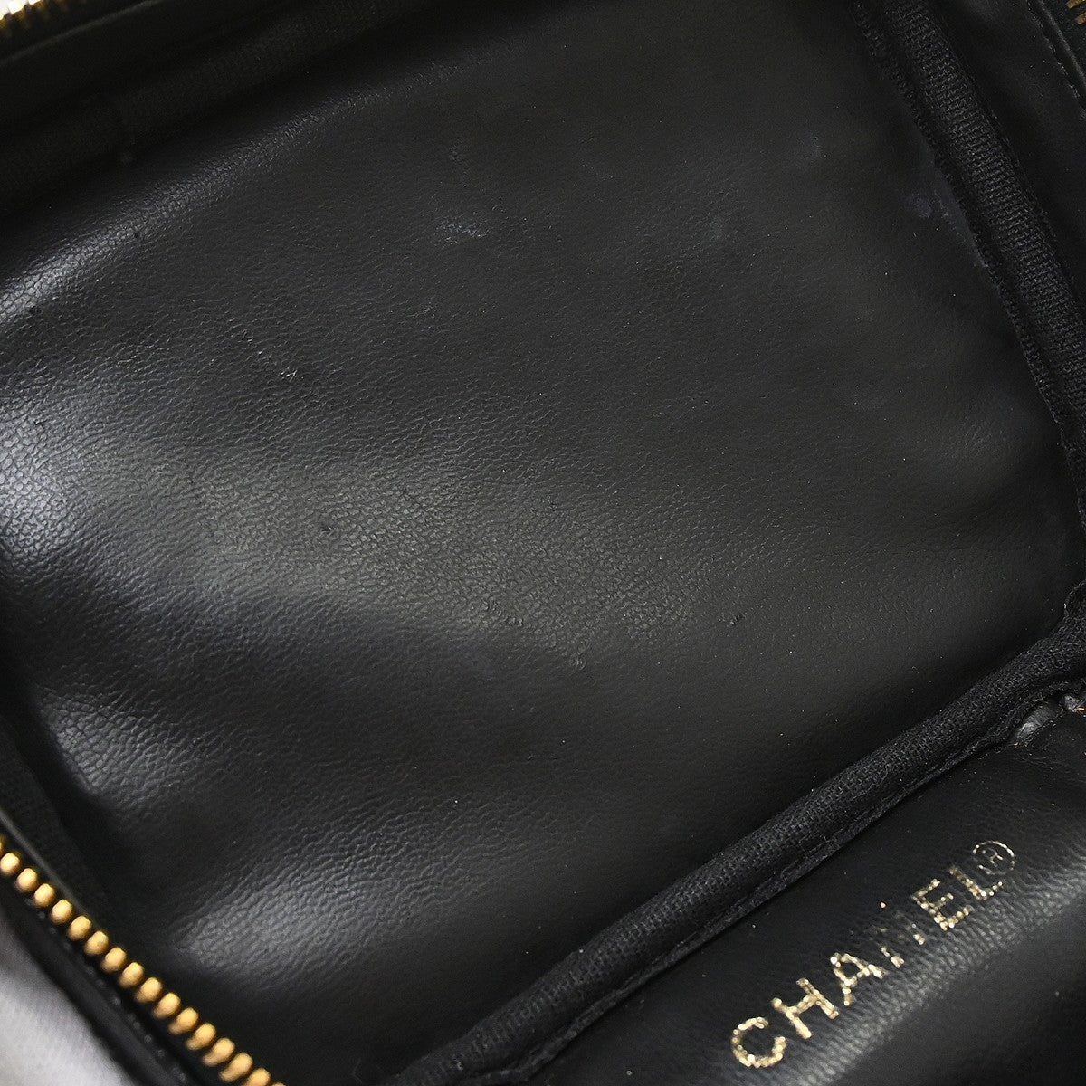 Chanel Vintage Timeless Cosmetic Case Caviar Black Leather Handbag (Pre-Owned)