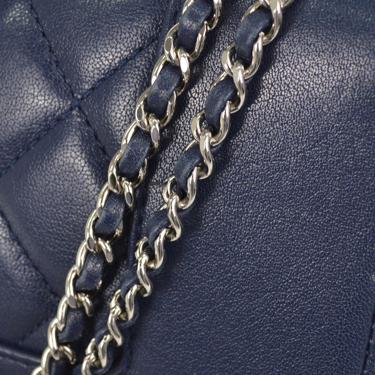 Chanel Mademoiselle Vintage Flap Quilted Sheepskin Navy Leather Shoulder Bag Bag (Pre-Owned)