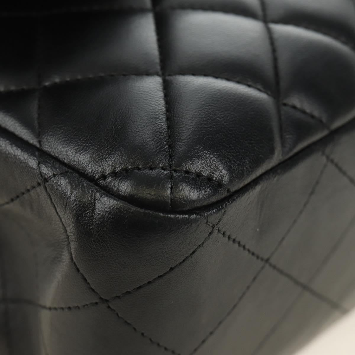 Chanel Timeless - Classic Double Flap Leather Black Leather Handbag (Pre-Owned)