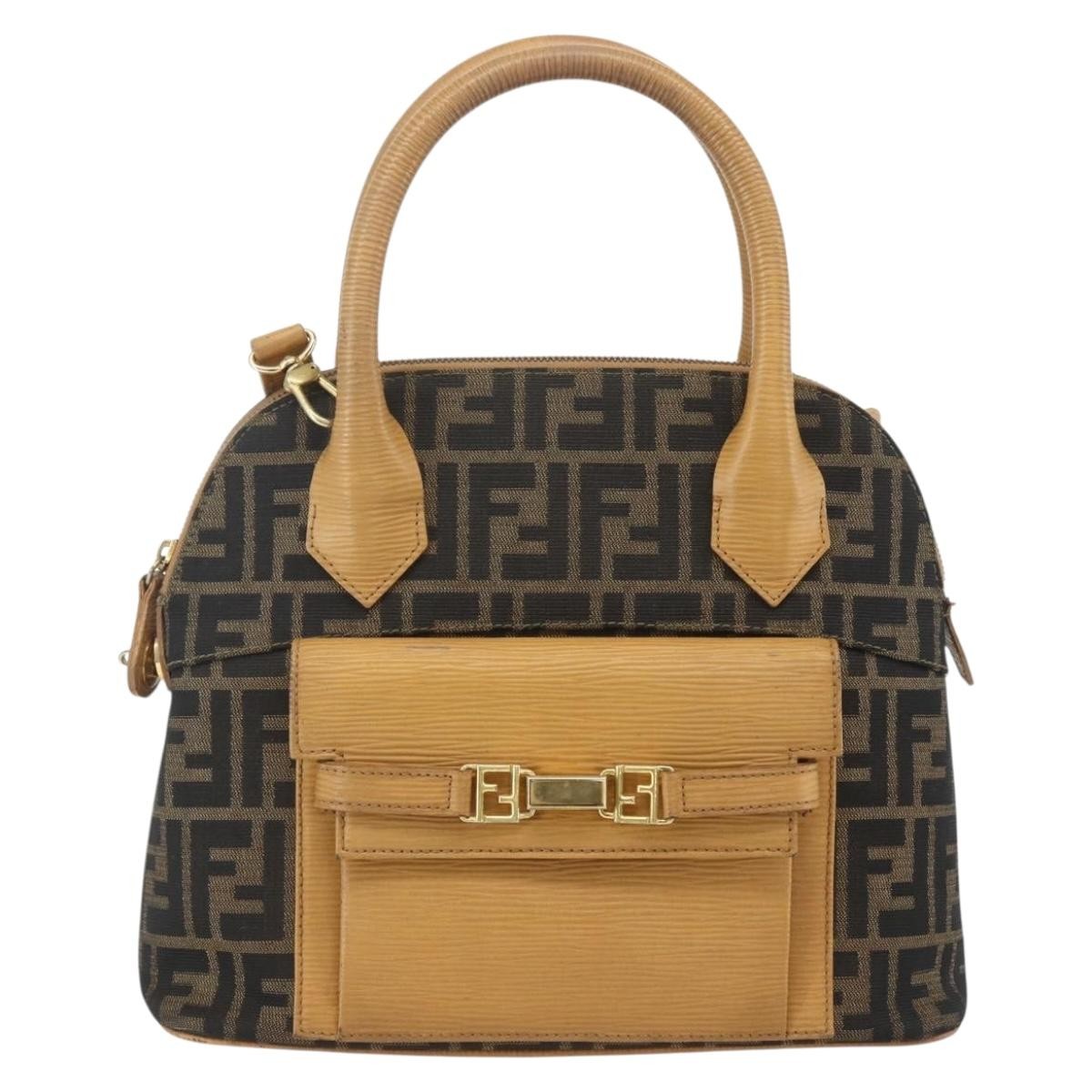 Fendi Vintage Zucca Zucca Brown Canvas Handbag (Pre-Owned)