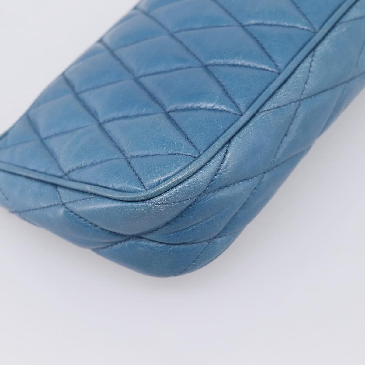 Miu Miu Shoulder Matelasse Leather Blue Leather Shoulder Bag Bag (Pre-Owned)