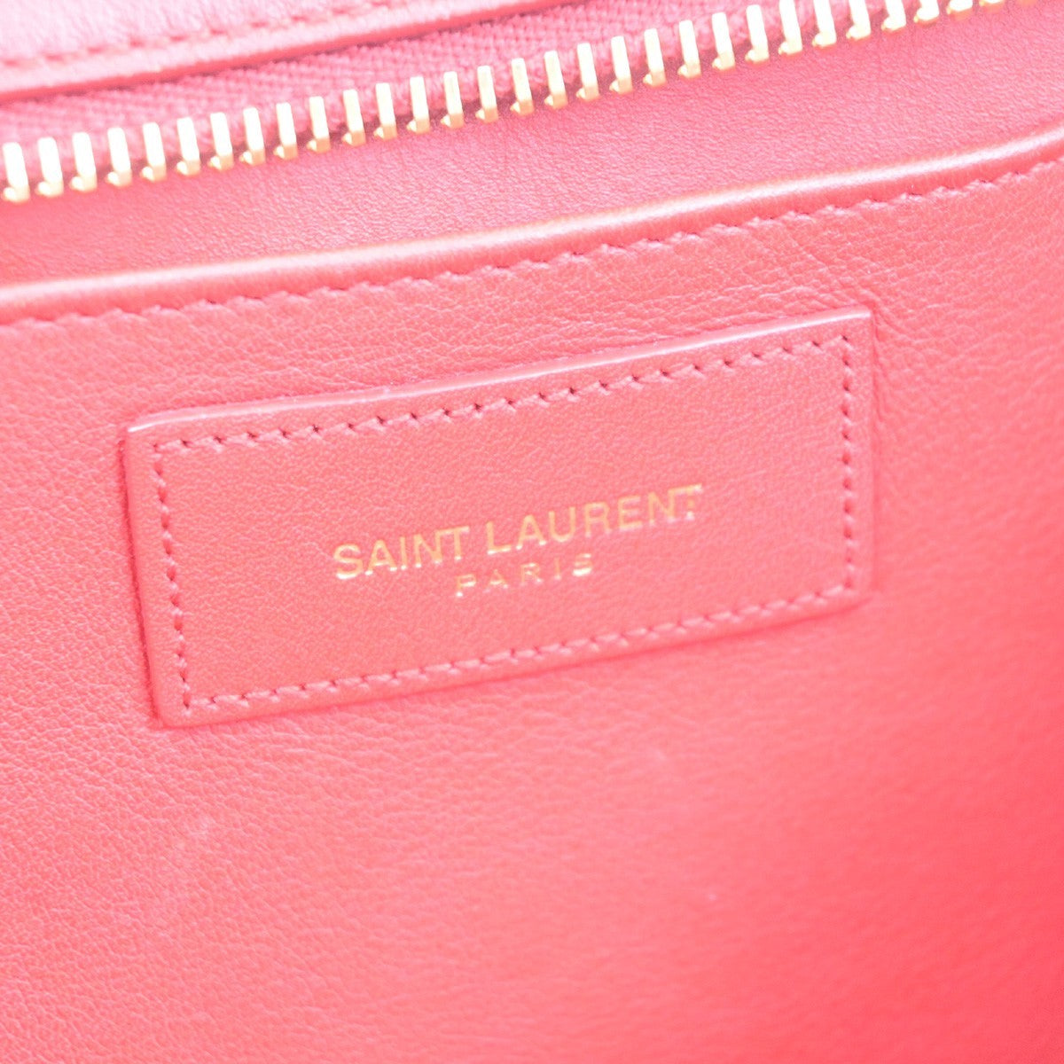 Saint Laurent Classic Y Cabas Leather Red Leather Tote Bag Bag (Pre-Owned)