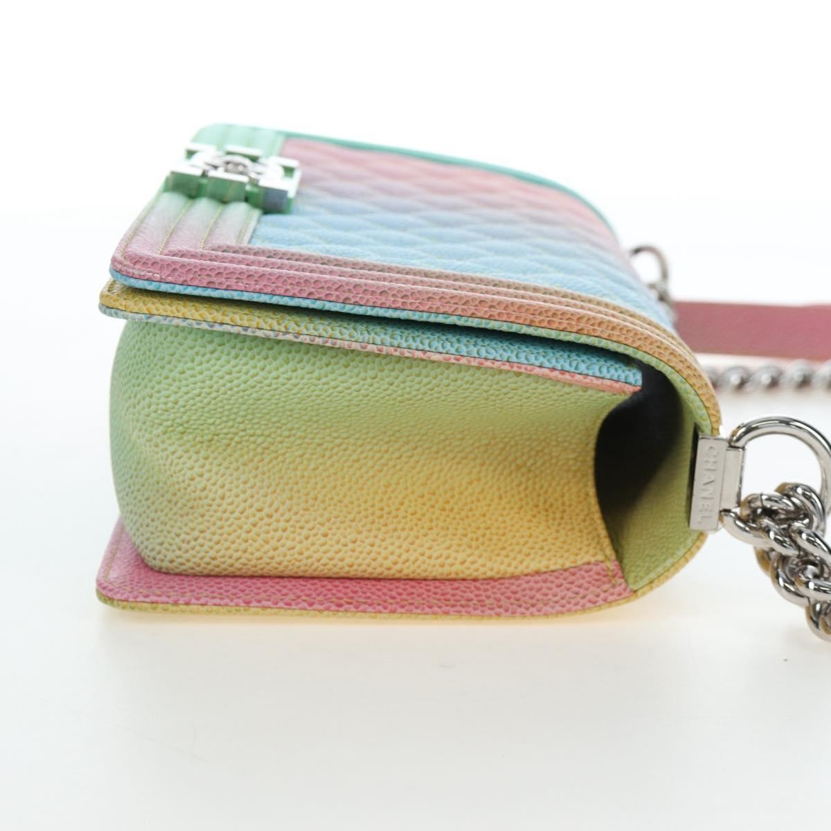Chanel Rainbow Boy Flap Quilted Painted Caviar Multicolour Leather Shoulder Bag Bag (Pre-Owned)