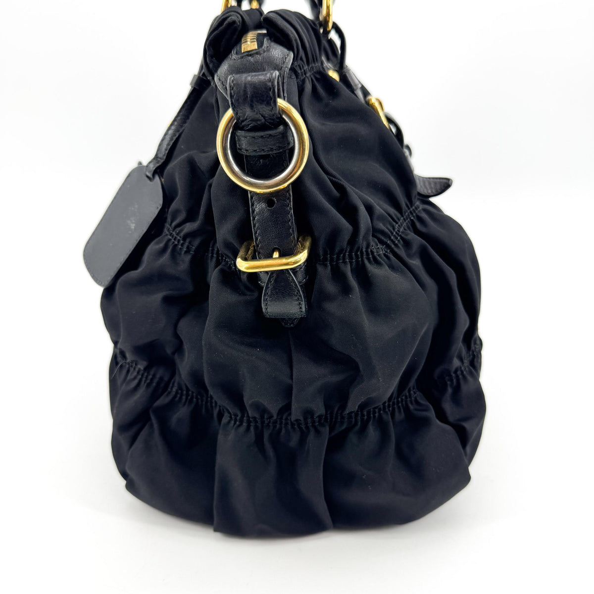 Prada Gaufre Convertible Leather And Tessuto Black Nylon Tote Bag Bag (Pre-Owned)