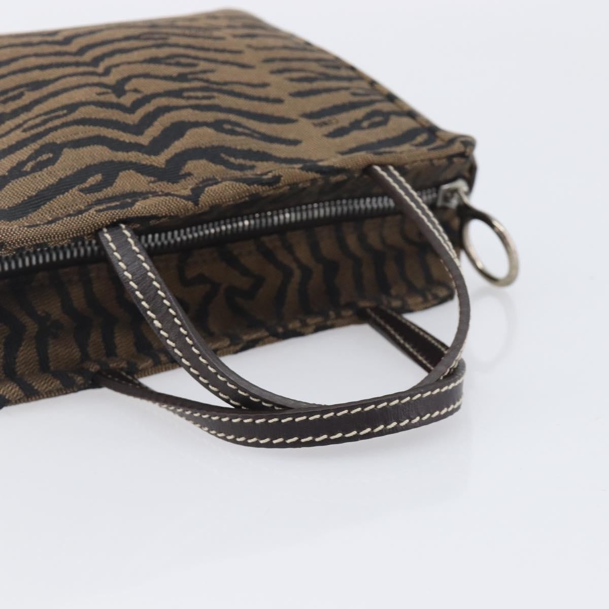 Fendi Handbag Canvas Brown Canvas Handbag (Pre-Owned)