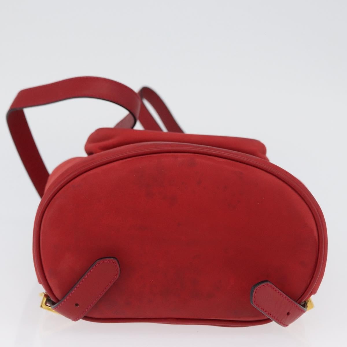 Salvatore Ferragamo Vara Flap Drawstring Leather And Suede Red Suede Backpack Bag (Pre-Owned)