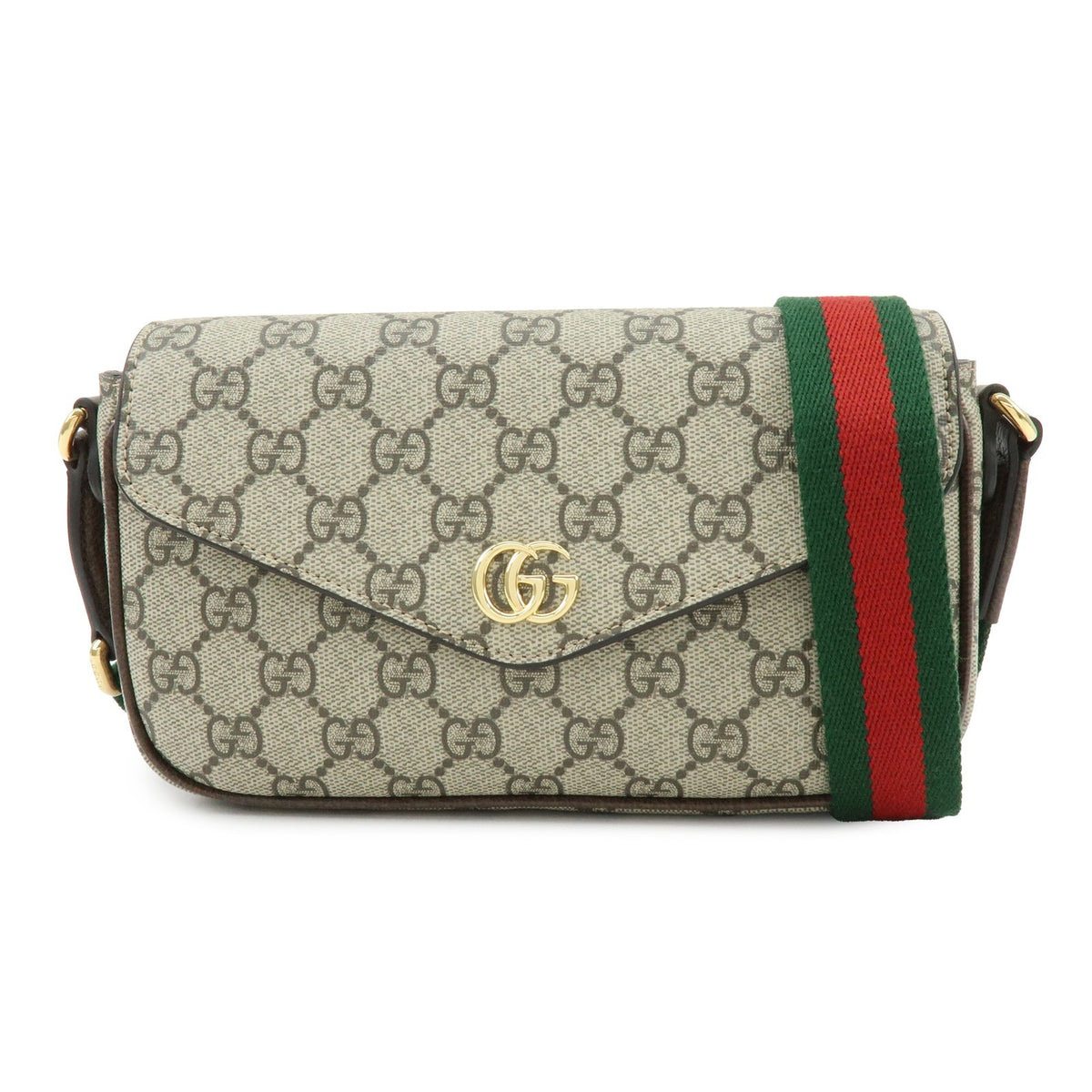 Gucci Ophidia Envelope Flap Gg Coated Canvas Beige Canvas Shoulder Bag Bag (Pre-Owned)