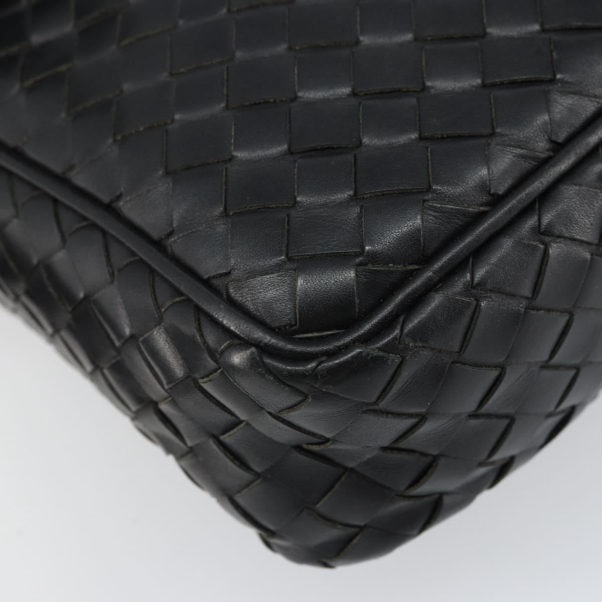 Bottega Veneta 76 Shoulder Intrecciato Goatskin Black Leather Shoulder Bag Bag (Pre-Owned)