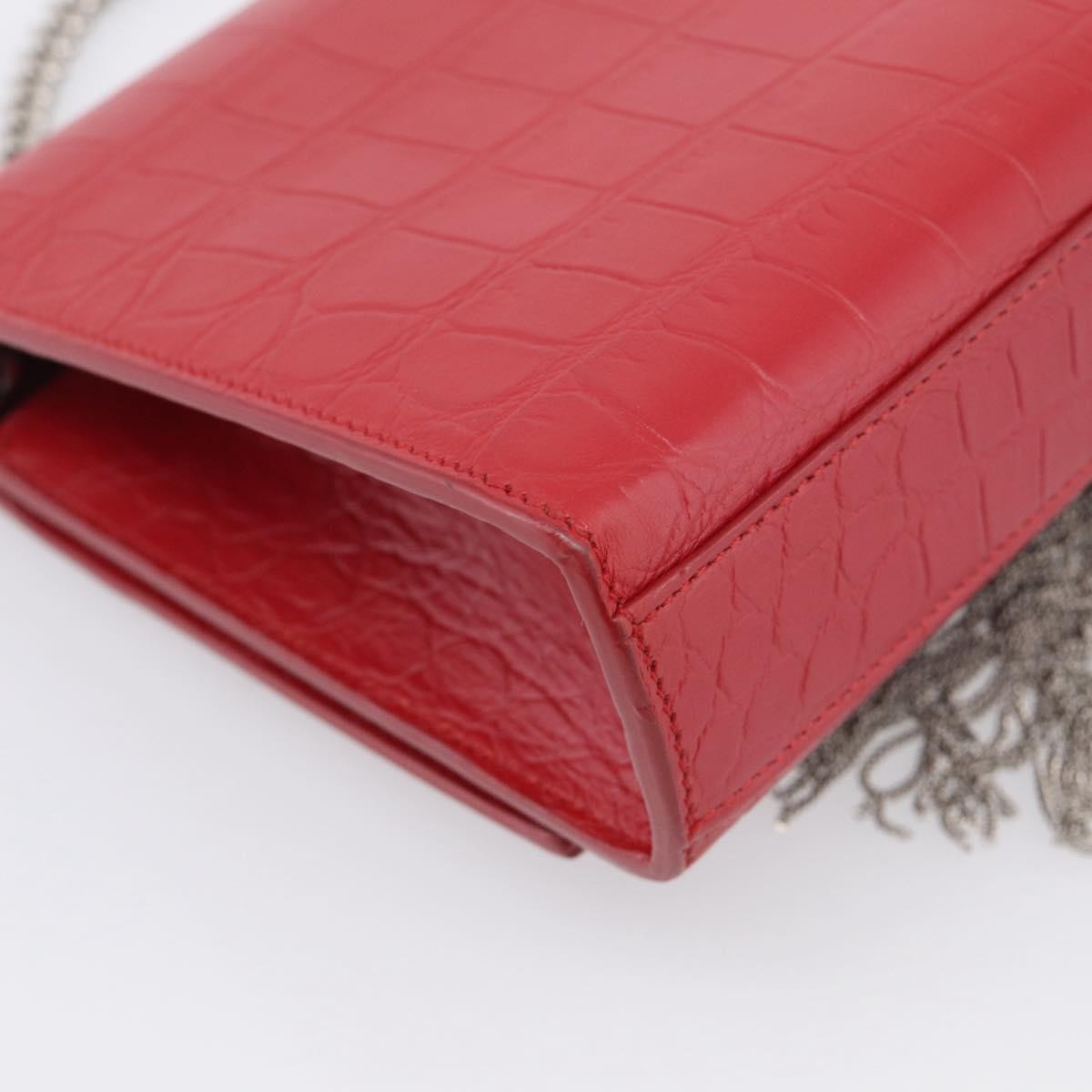 Saint Laurent Classic Monogram Crocodile Embossed Leather Red Leather Crossbody Bag Bag (Pre-Owned)