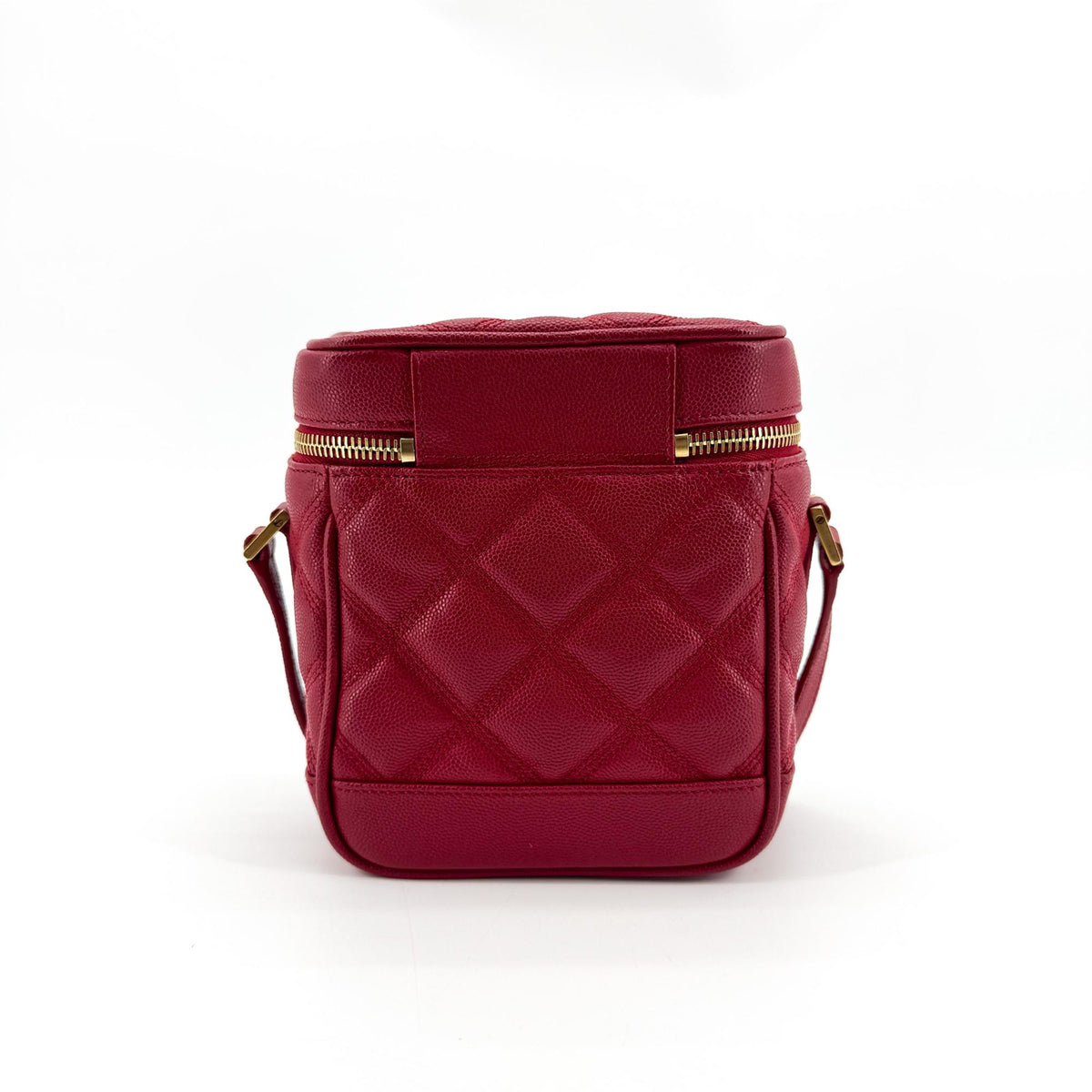 Saint Laurent 80'S Vanity Quilted Leather Red Leather Handbag (Pre-Owned)