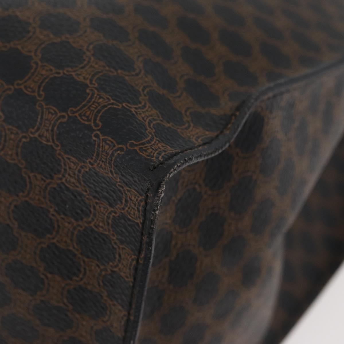 Celine Vintage Macadam Shopper Tote Coated Canvas Black Canvas Tote Bag Bag (Pre-Owned)