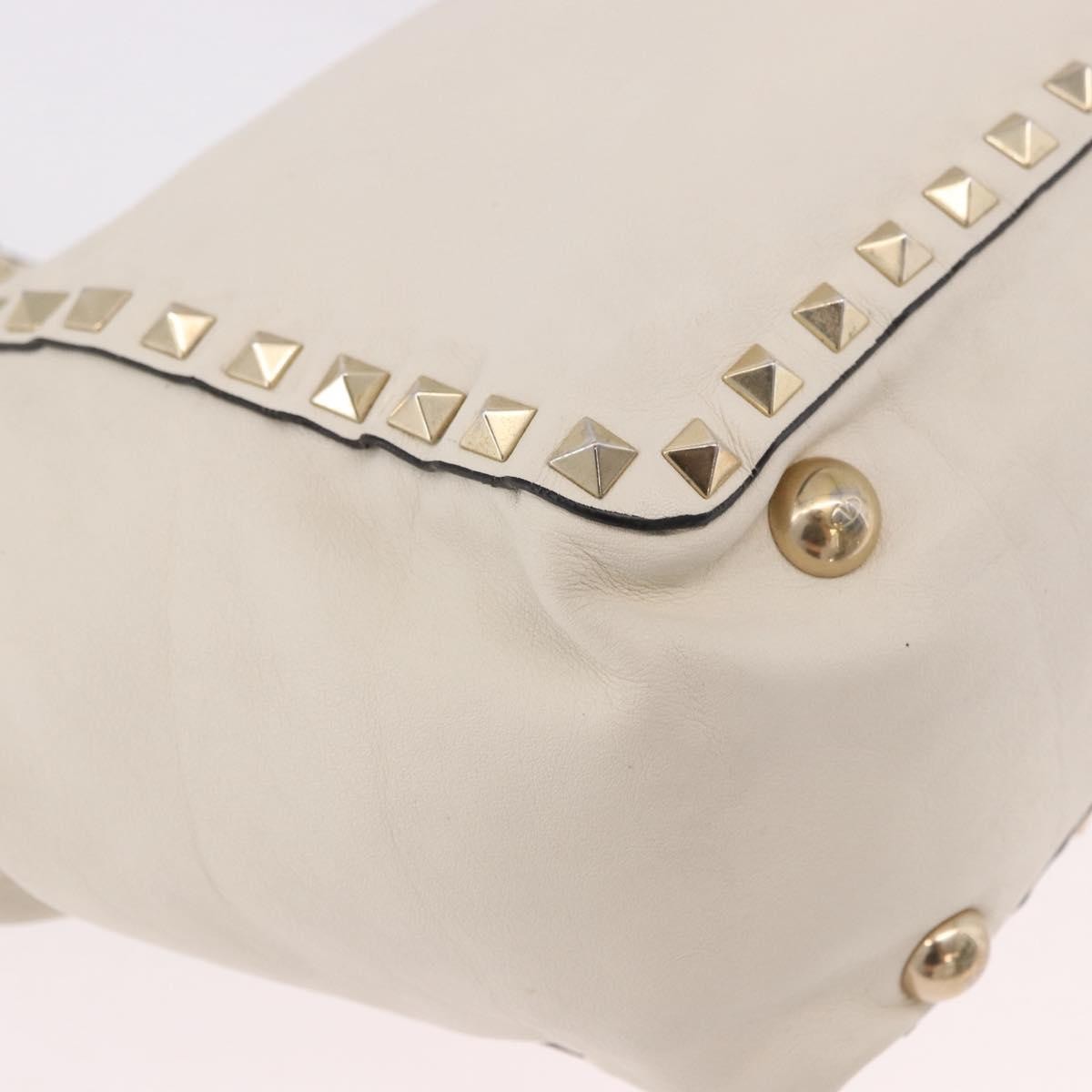 Valentino Garavani Rockstud Tote Soft Leather White Leather Tote Bag Bag (Pre-Owned)