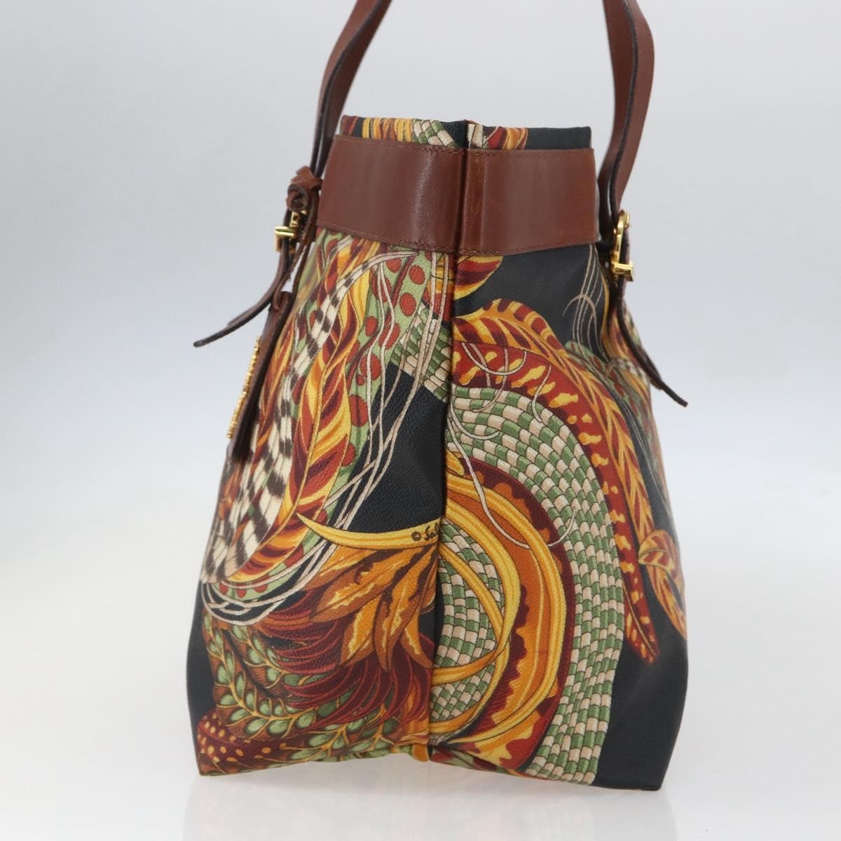 Salvatore Ferragamo Flower Tote Canvas Multicolour Pvc Tote Bag Bag (Pre-Owned)